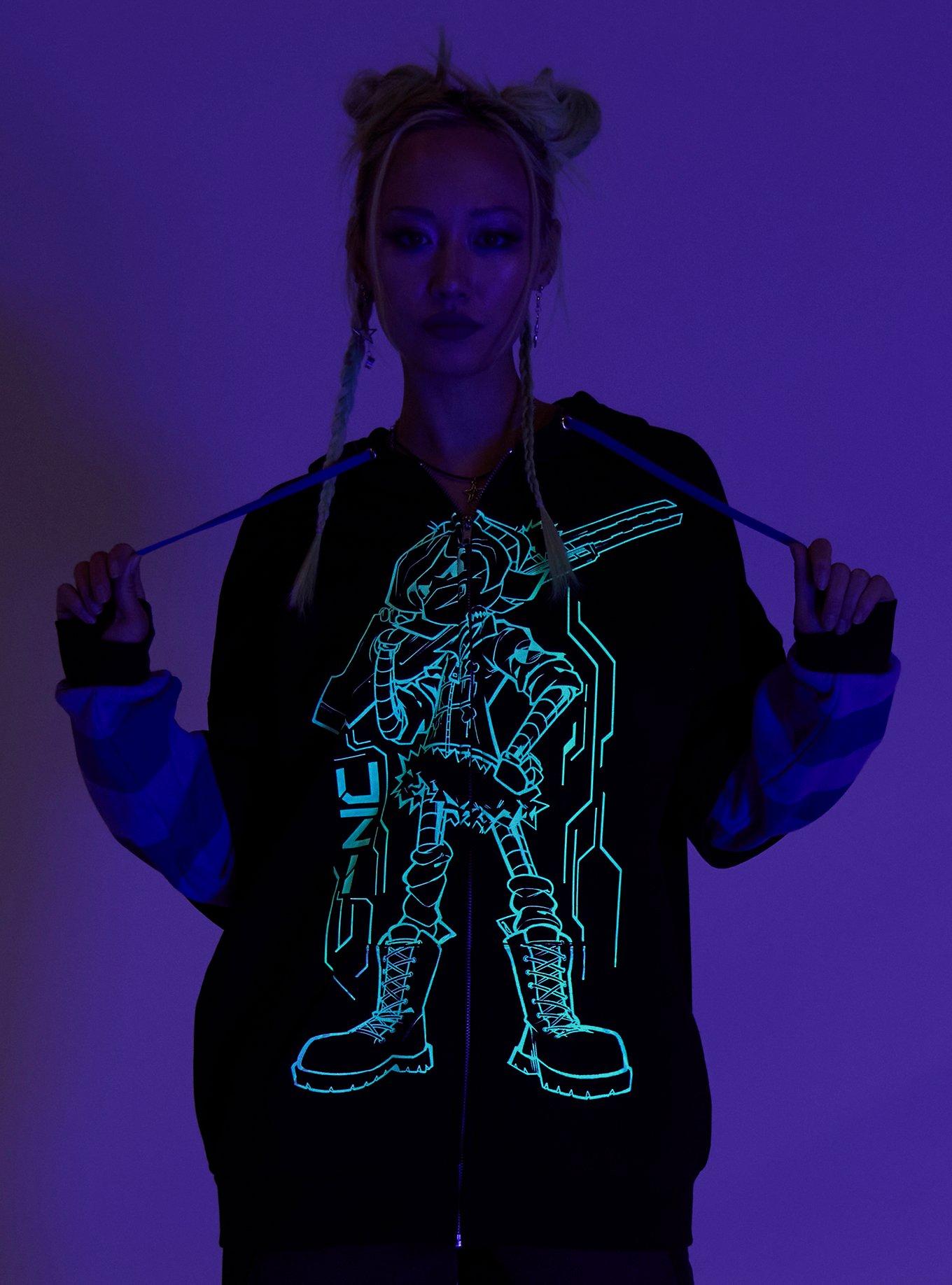 Murder Drones Uzi Girls Twofer Hoodie, BLACK, alternate