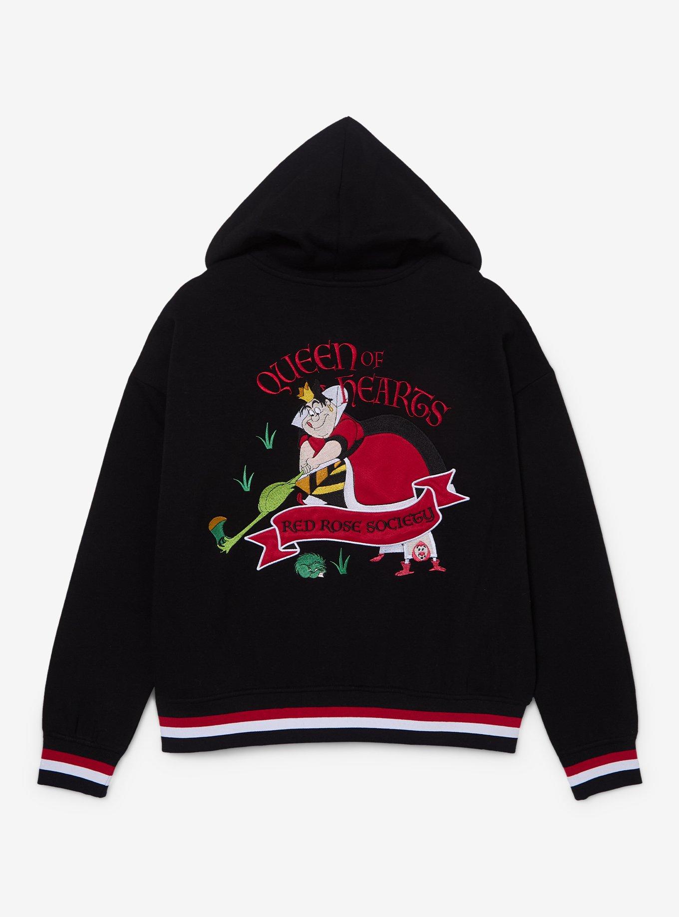 Disney Alice in Wonderland Queen Of Hearts Red Rose Society Women's Plus Size Cropped Zippered Hoodie - BoxLunch Exclusive, , hi-res