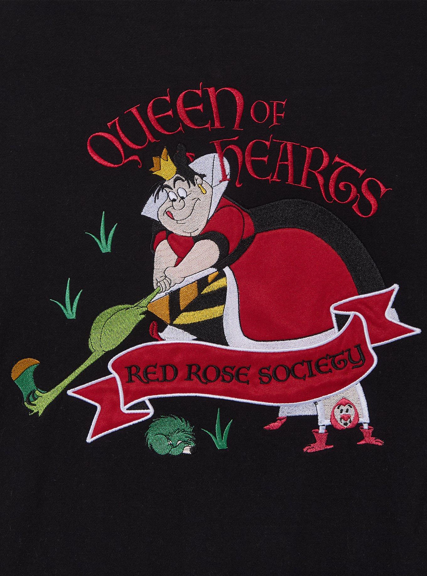 Disney Alice in Wonderland Queen Of Hearts Red Rose Society Women's Plus Size Cropped Zippered Hoodie - BoxLunch Exclusive, BLACK, alternate