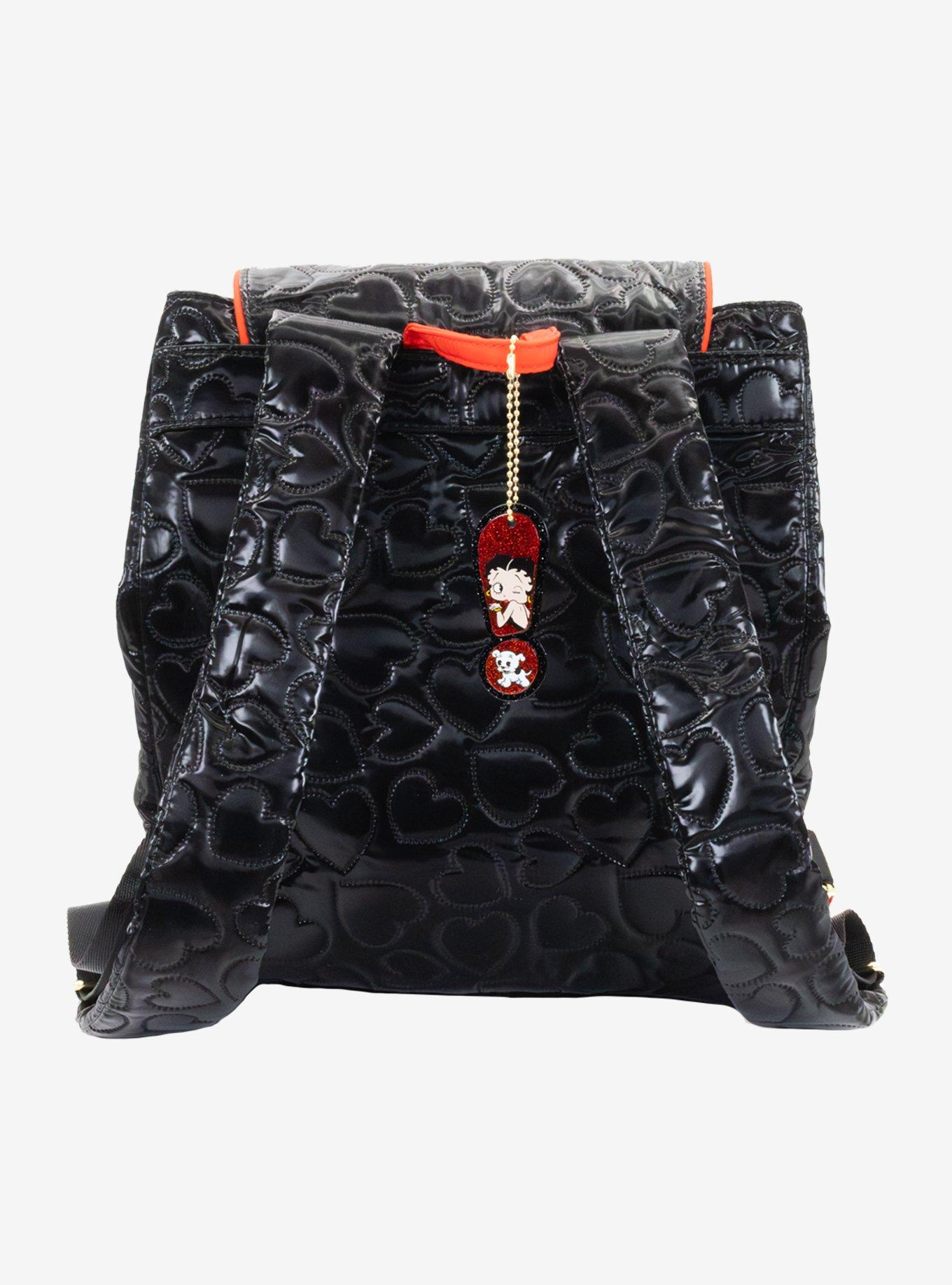Whatever! Makes You Happy Betty Boop Quilted Heart Mini Backpack with Charms