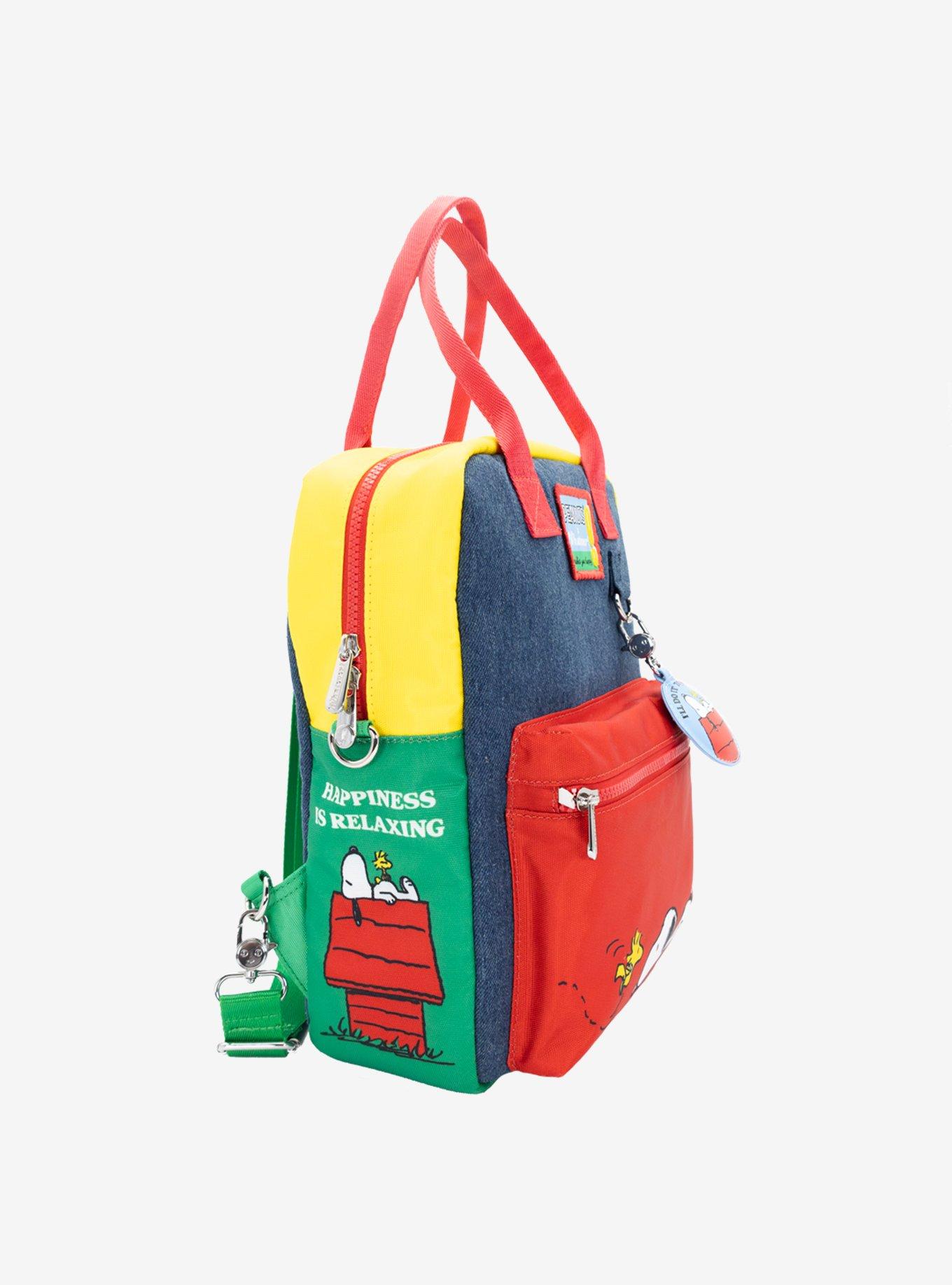 Whatever! Makes You Happy Peanuts Denim Color Block Convertible Mini Backpack, , hi-res