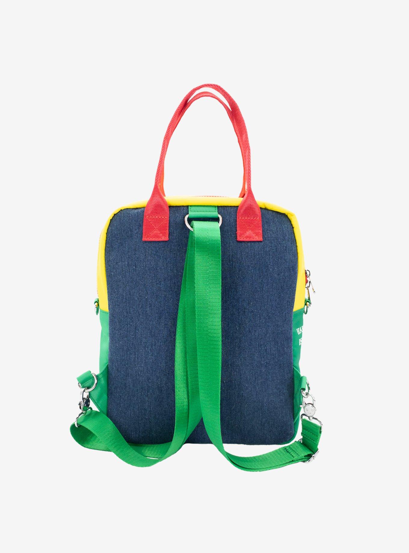 Whatever! Makes You Happy Peanuts Denim Color Block Convertible Mini Backpack