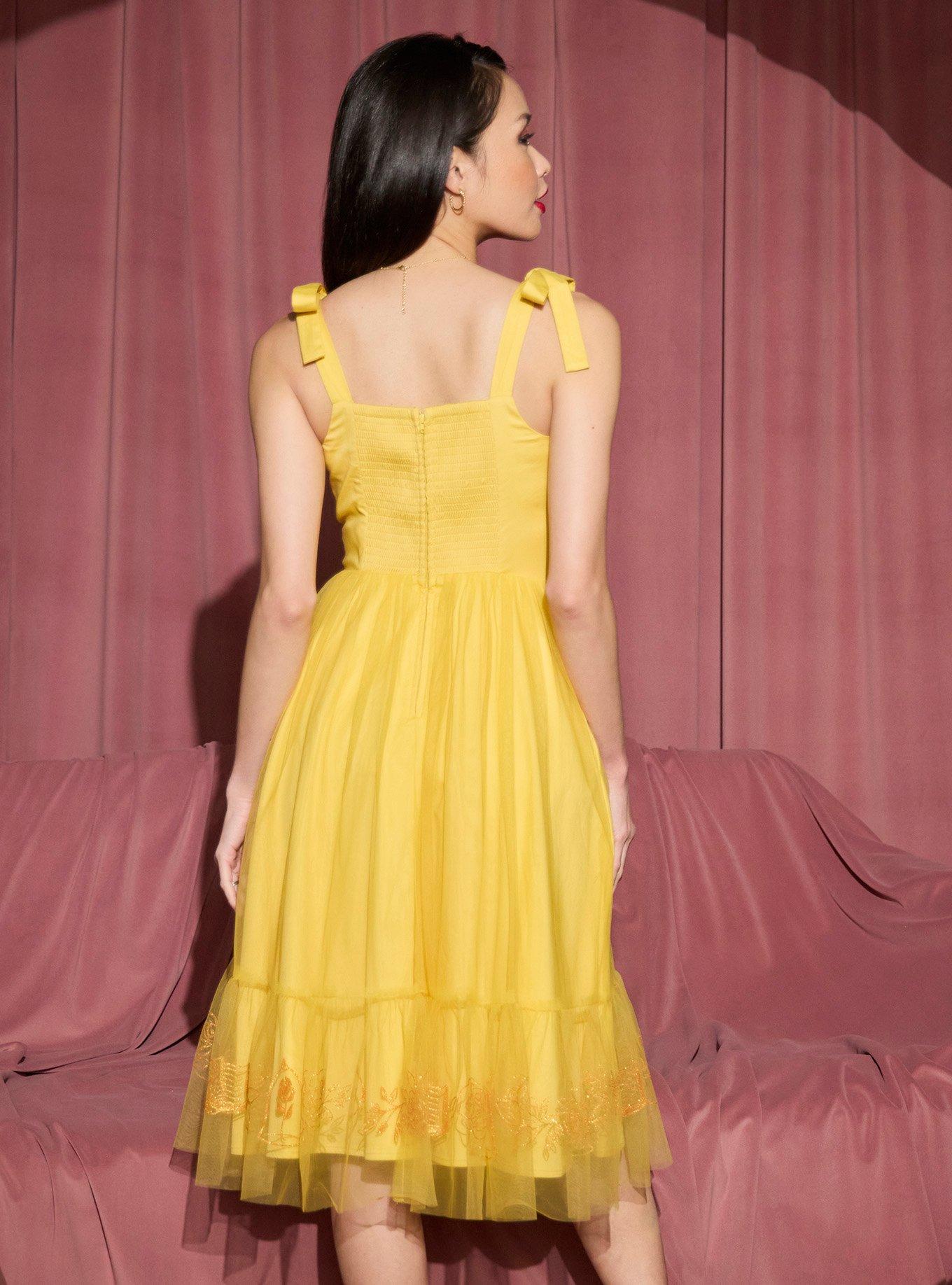 Her Universe Disney Beauty And The Beast Belle Mesh Retro Dress Her Universe Exclusive, BANANA YELLOW, alternate