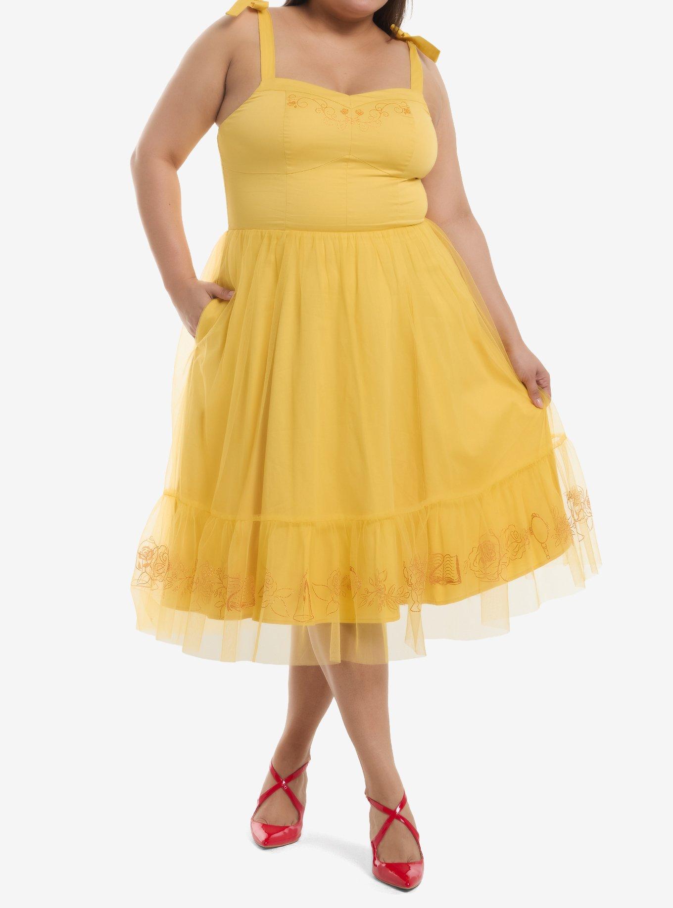 Her Universe Disney Beauty And The Beast Belle Mesh Retro Dress Plus Size Her Universe Exclusive, , hi-res