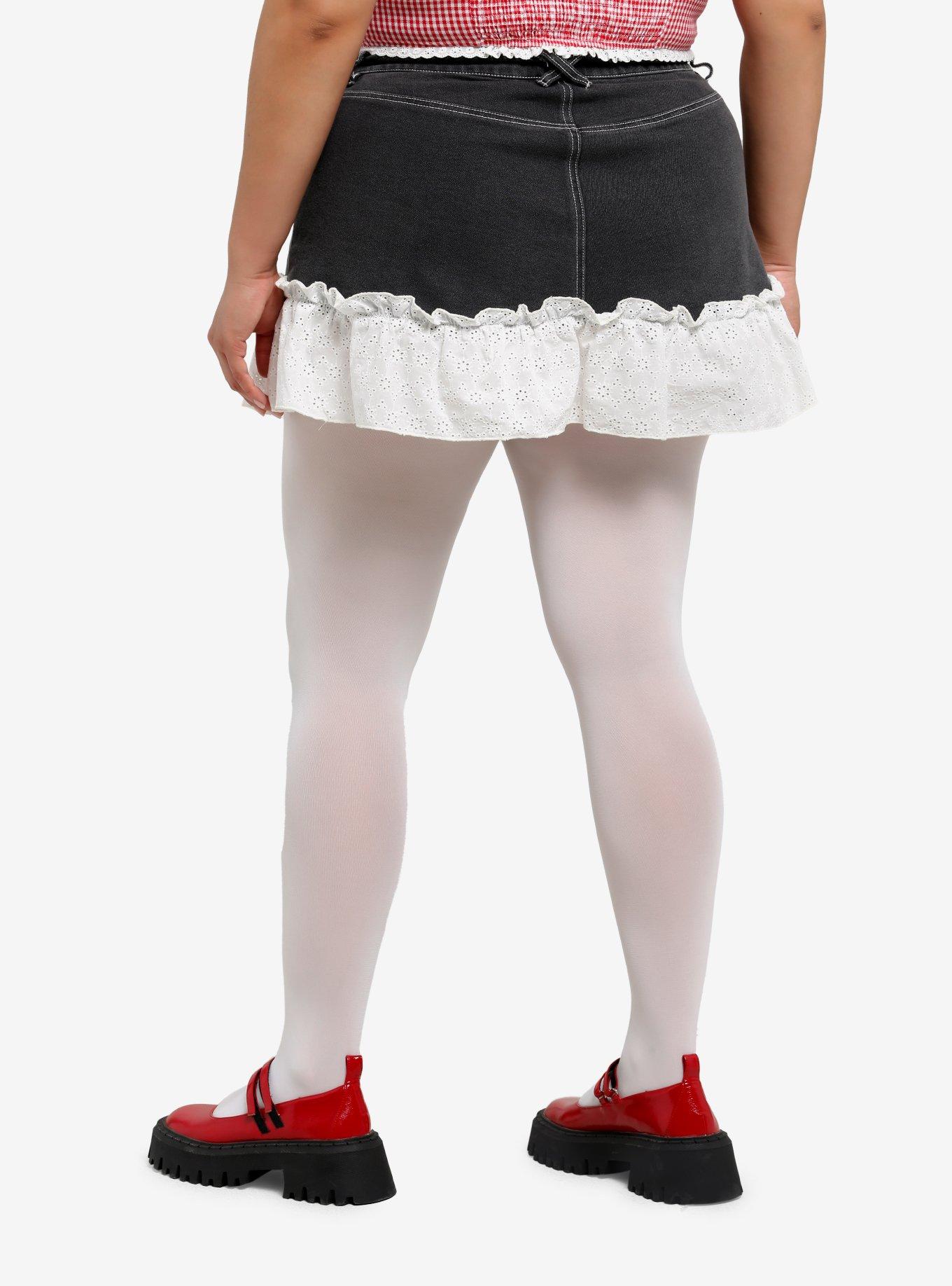 Sweet Society Grey Denim Eyelet Trim Mini Skirt Plus Size, , hi-res