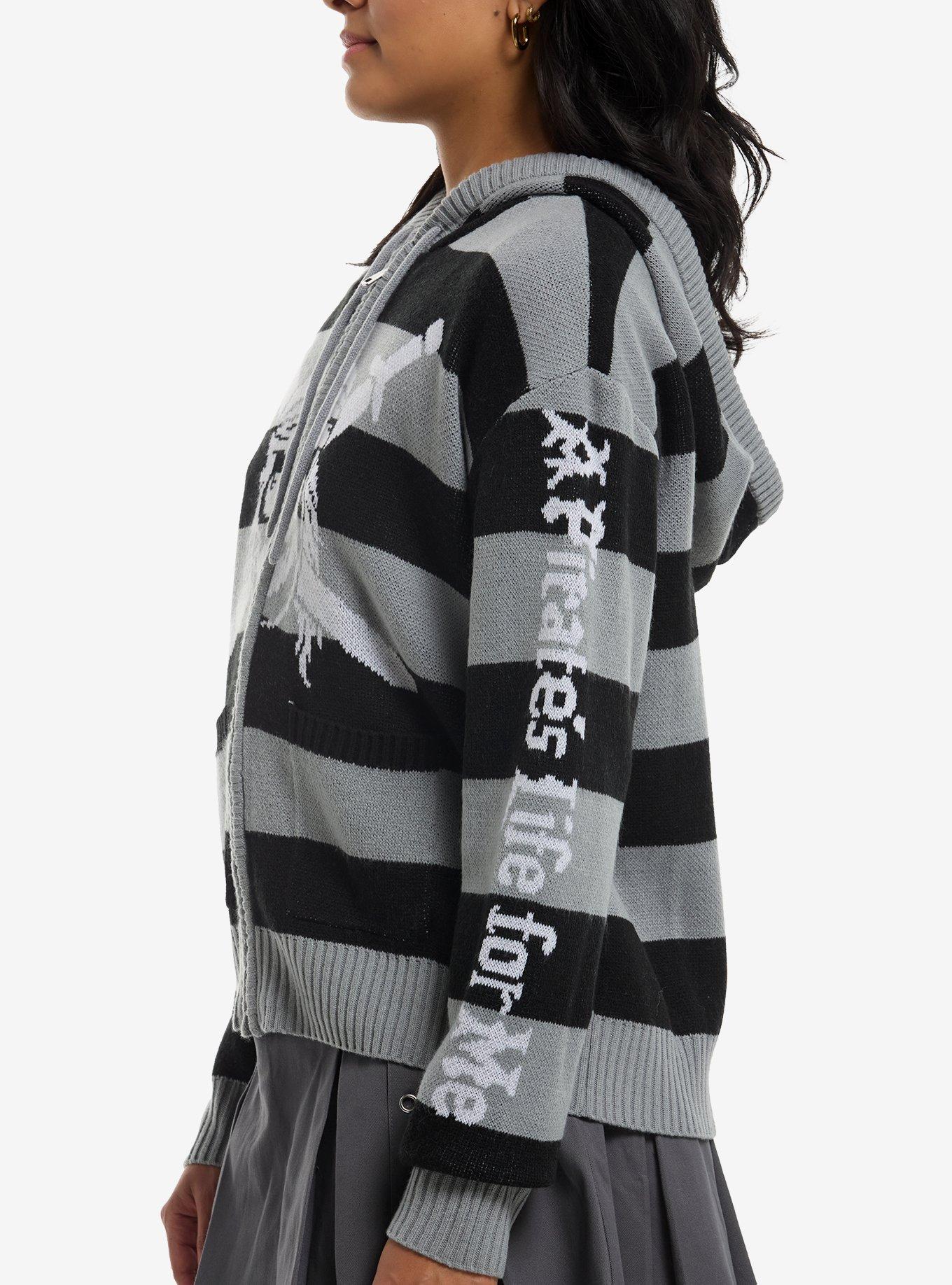 Her Universe Disney Pirates Of The Caribbean Stripe Knit Hoodie, GREY  BLACK, alternate - view 4