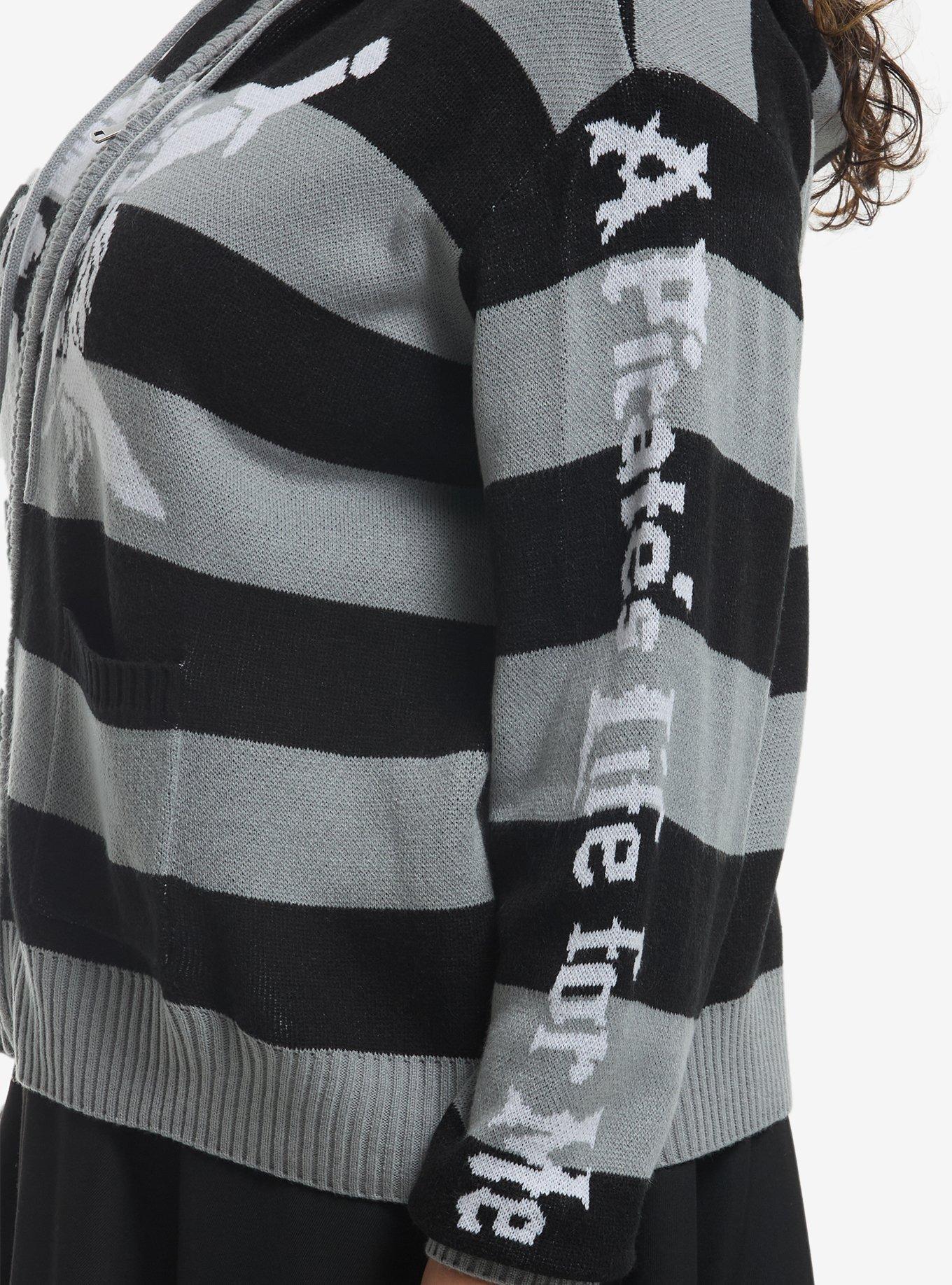 Her Universe Disney Pirates Of The Caribbean Stripe Knit Hoodie Plus Size, GREY  BLACK, alternate - view 4