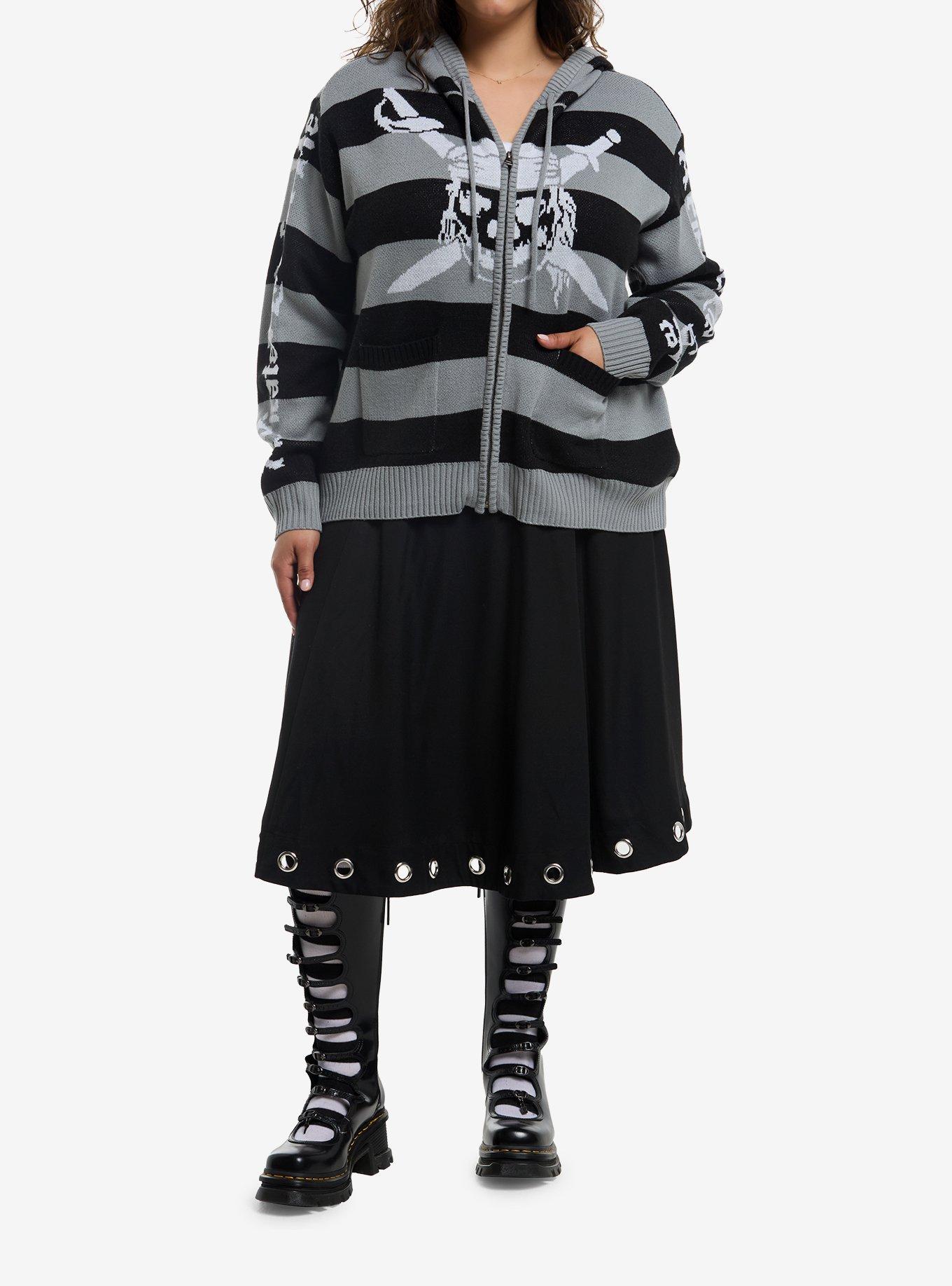 Her Universe Disney Pirates Of The Caribbean Stripe Girls Knit Hoodie Plus Size, GREY  BLACK, alternate