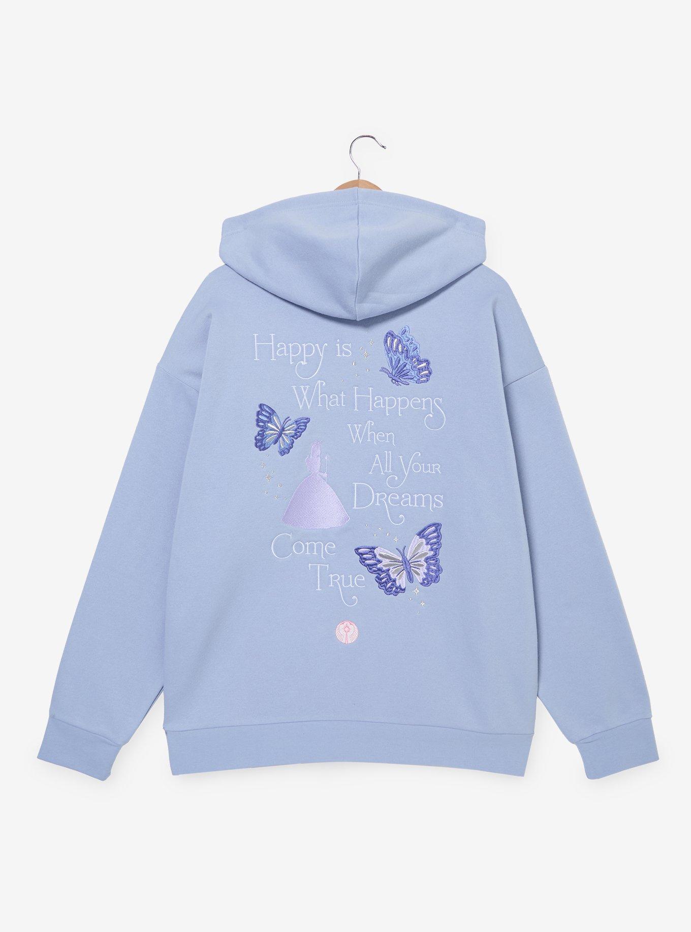 Wicked Glinda Embroidered Butterflies Women's Plus Size Hoodie - BoxLunch Exclusive, PERIWINKLE, alternate