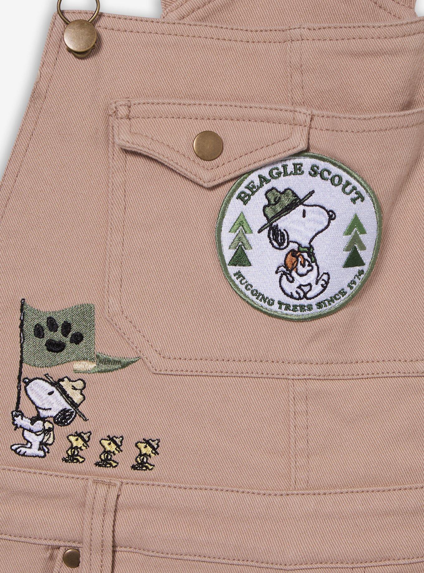 Peanuts Beagle Scouts Women's Short Overalls &mdash; BoxLunch Exclusive, BEIGE, alternate