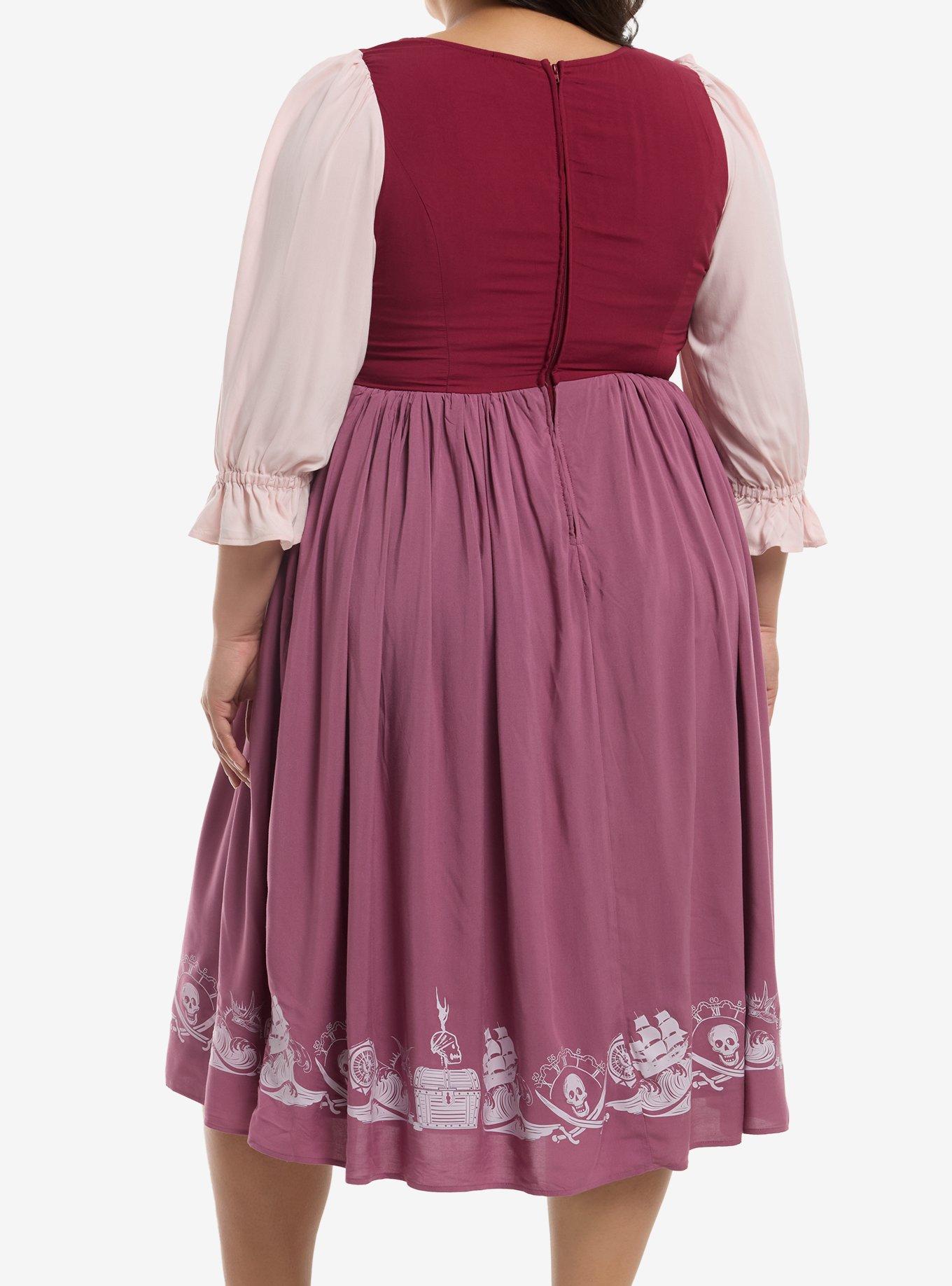Her Universe Disney Pirates Of The Caribbean Lace-Up Dress Plus Size, MAROON, alternate