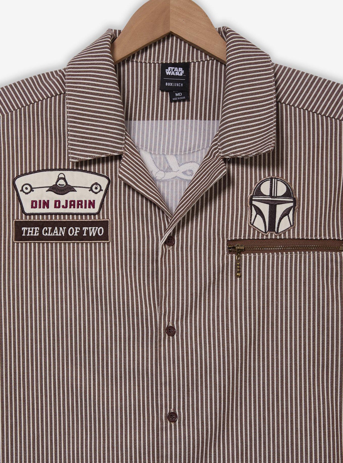 Star Wars The Mandalorian Din Djarin Striped Mechanic Woven Button-Up - BoxLunch Exclusive, BROWN, alternate