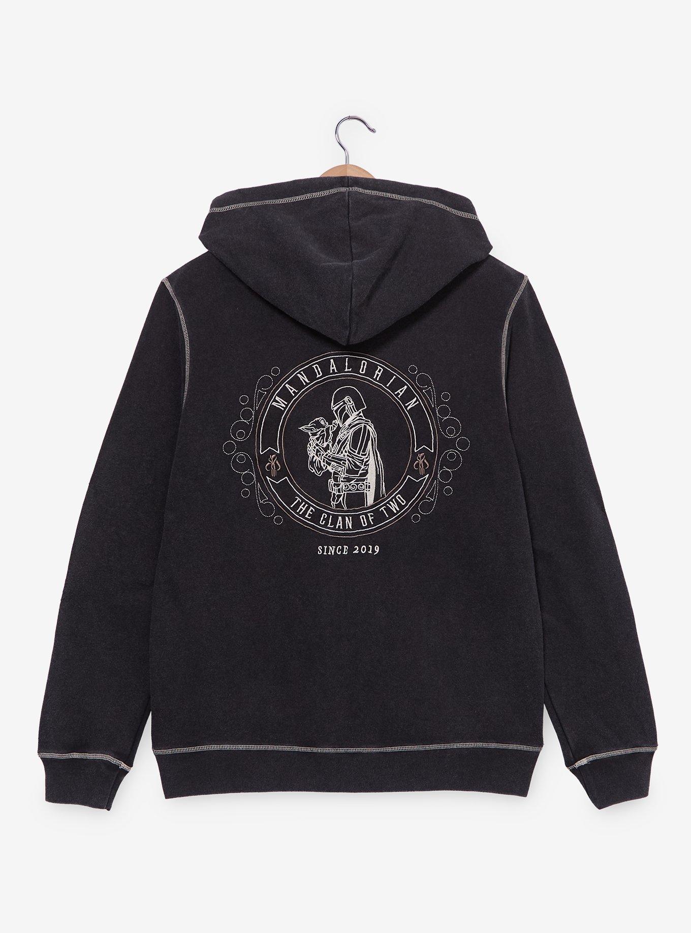 Star Wars The Mandalorian Grogu & Mando Embroidered Icons Zippered Hoodie - BoxLunch Exclusive, , hi-res
