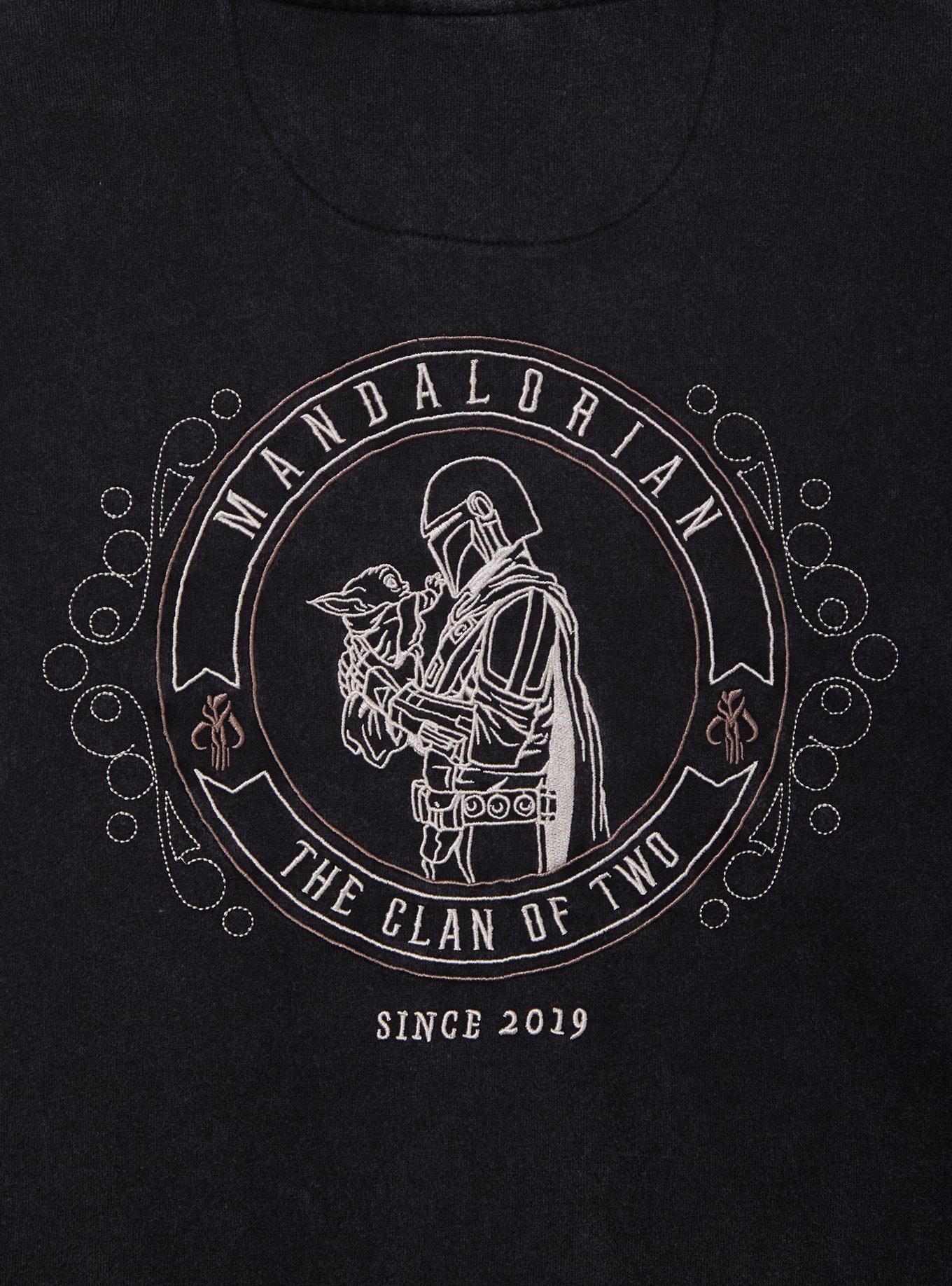 Star Wars The Mandalorian Grogu & Mando Embroidered Icons Zippered Hoodie - BoxLunch Exclusive, BLACK, alternate