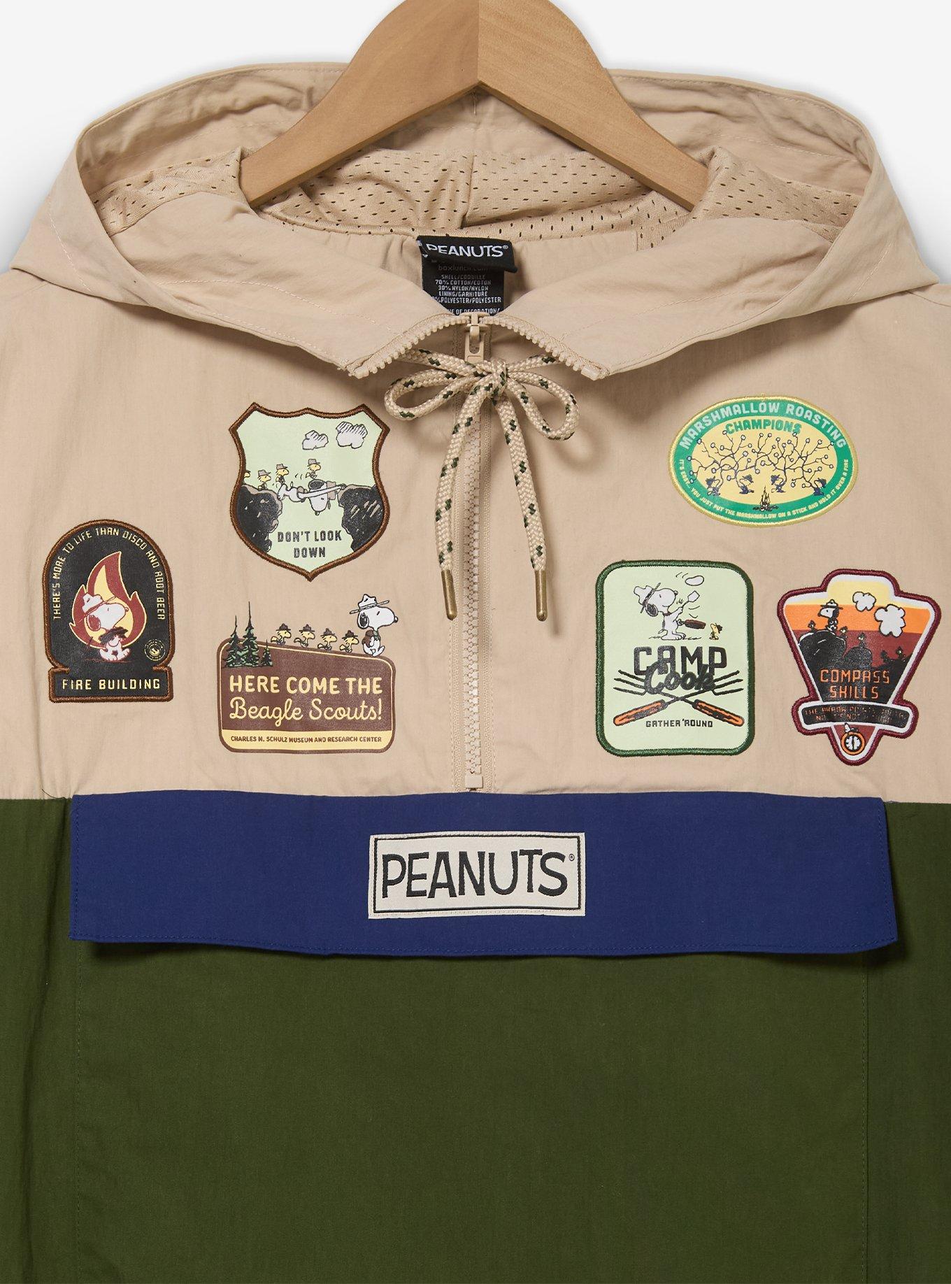 Peanuts Beagle Scouts Badges Color Block Windbreaker - BoxLunch Exclusive, BROWN, alternate - view 3