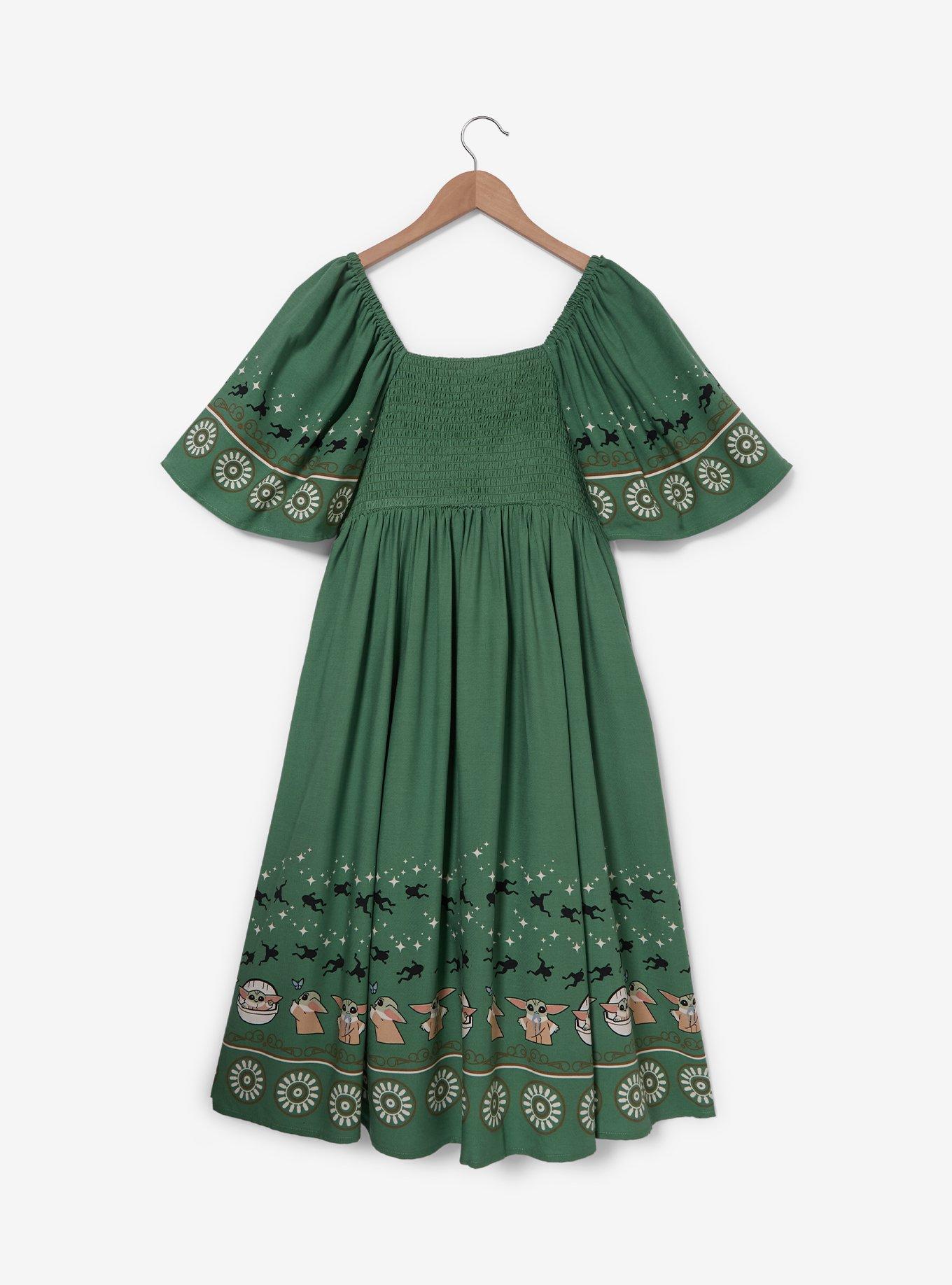 Star Wars The Mandalorian Grogu Patterned Flutter Sleeve Dress - BoxLunch Exclusive, , hi-res