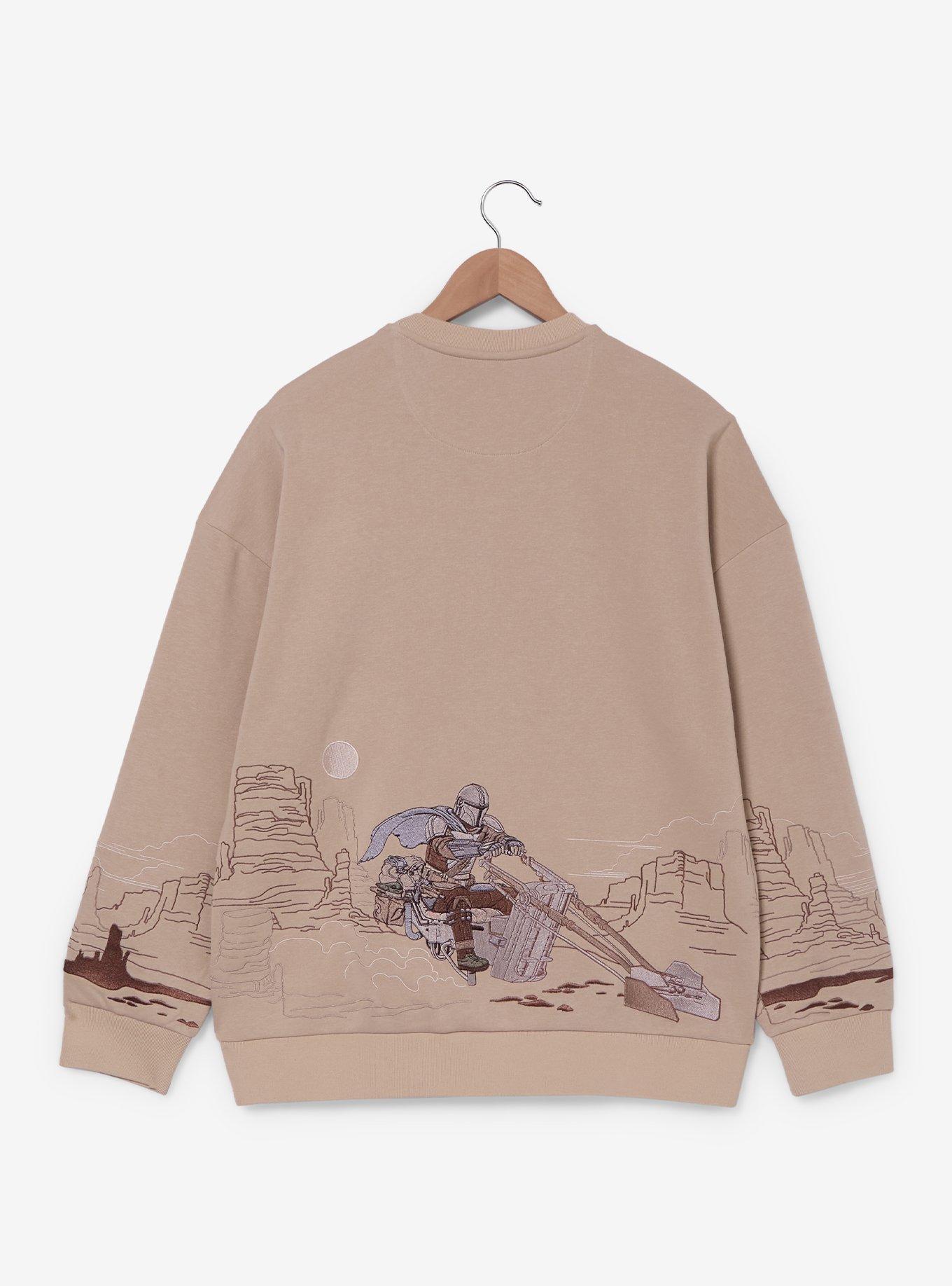 Star Wars The Mandalorian Speeder Bike Scene Embroidered Crewneck - BoxLunch Exclusive, , hi-res