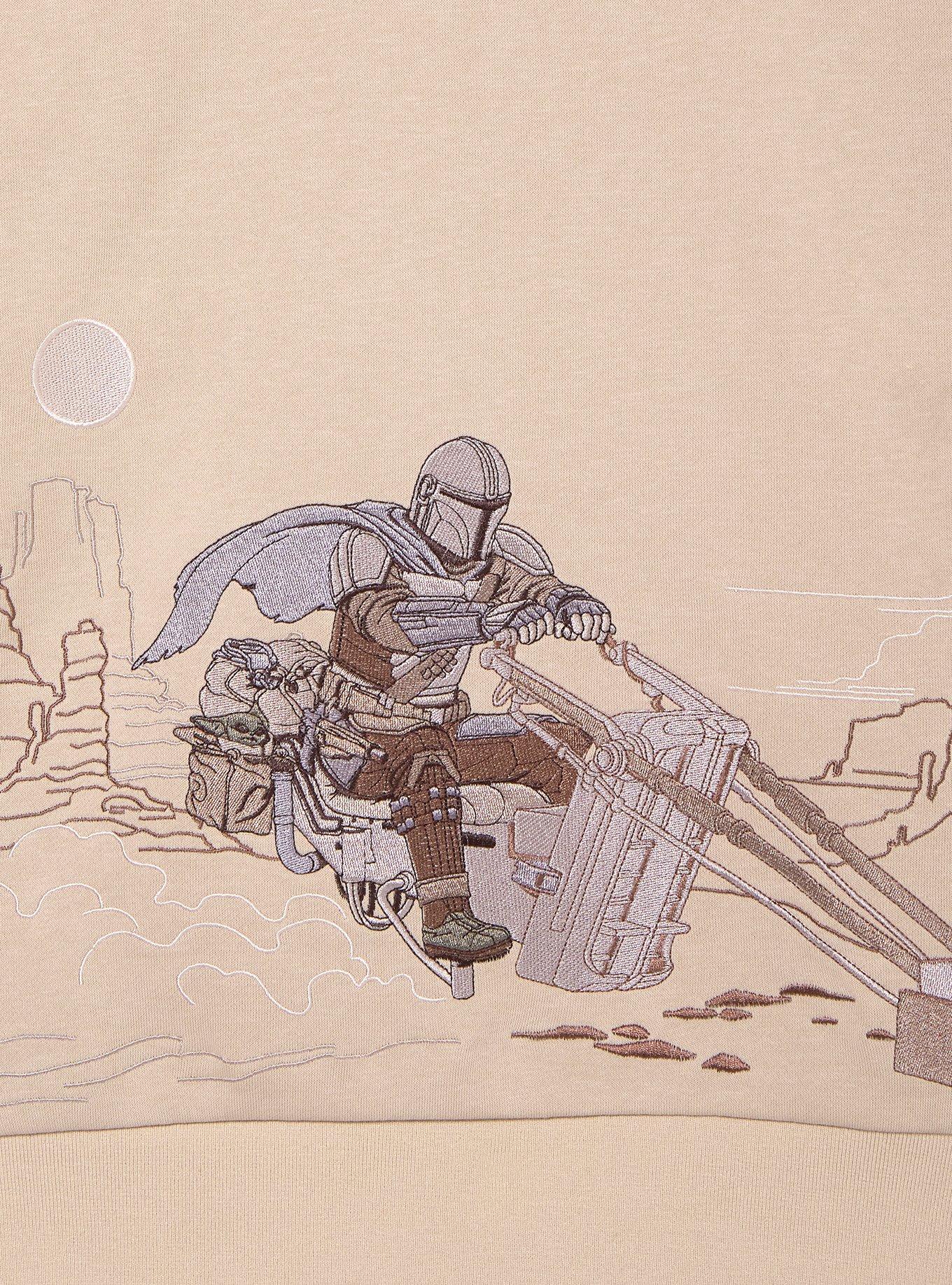 Star Wars The Mandalorian Speeder Bike Scene Embroidered Crewneck - BoxLunch Exclusive, , alternate