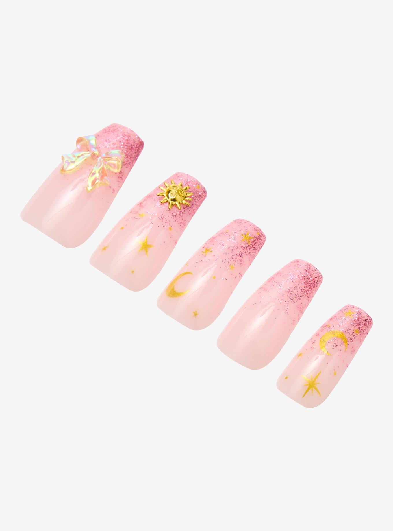 Pink Celestial Icons Faux Nail Set &mdash; BoxLunch Exclusive, , alternate