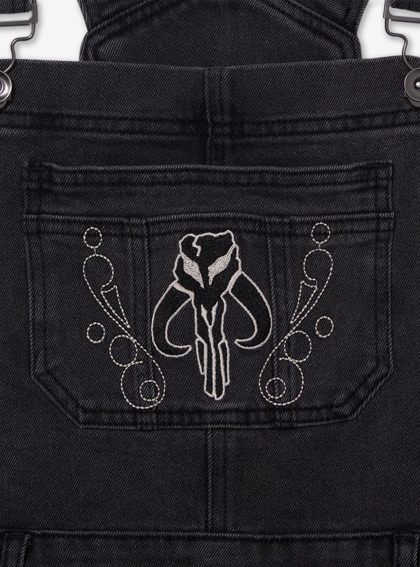 Star Wars The Mandalorian Women's Short Overalls &mdash; BoxLunch Exclusive, DENIM, alternate