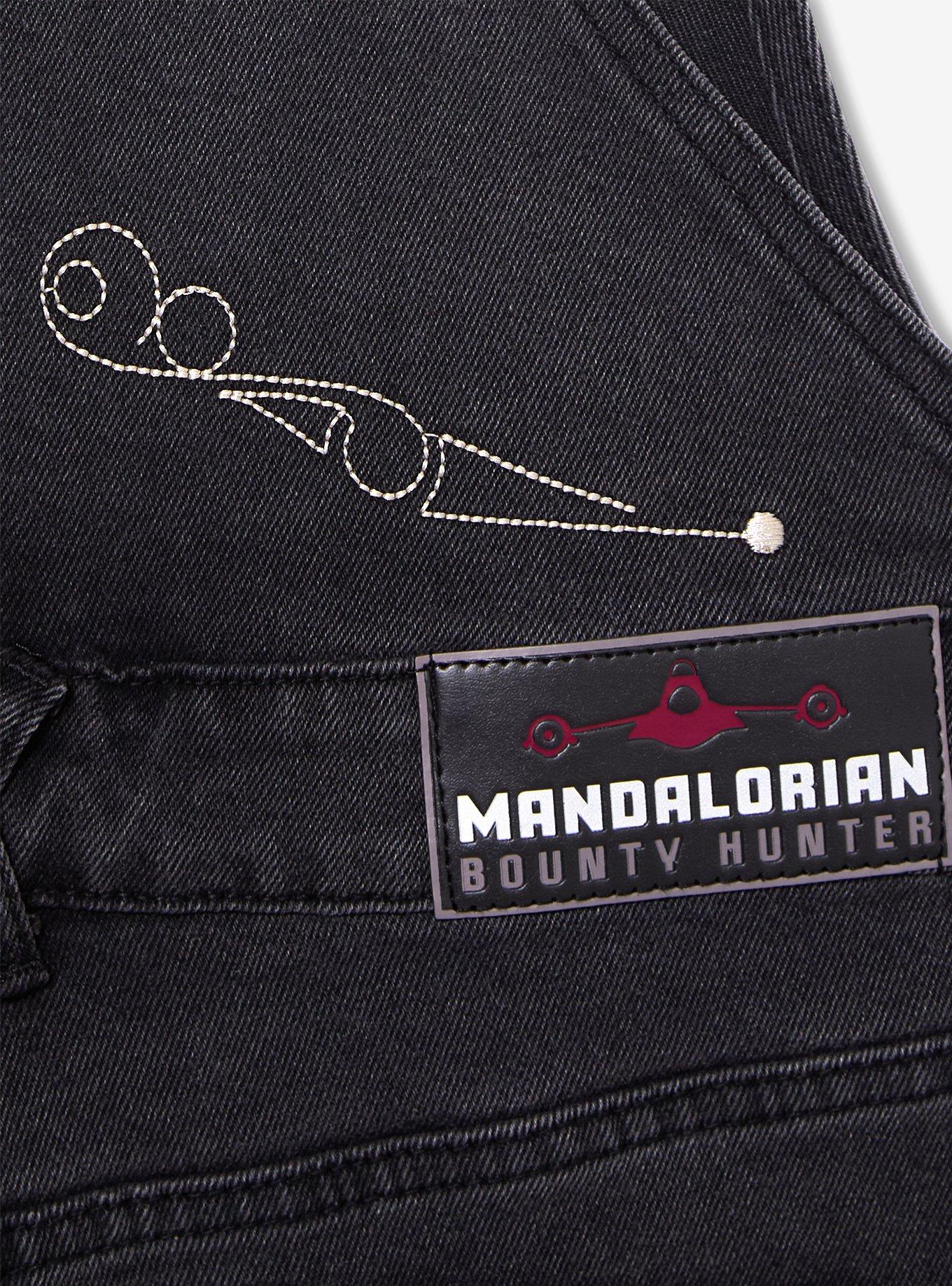 Star Wars The Mandalorian Women's Short Overalls &mdash; BoxLunch Exclusive, DENIM, alternate