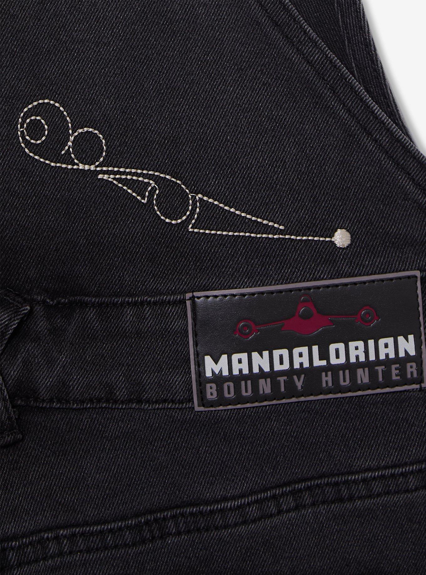 Star Wars The Mandalorian Women's Plus Size Short Overalls &mdash; BoxLunch Exclusive, DENIM, alternate