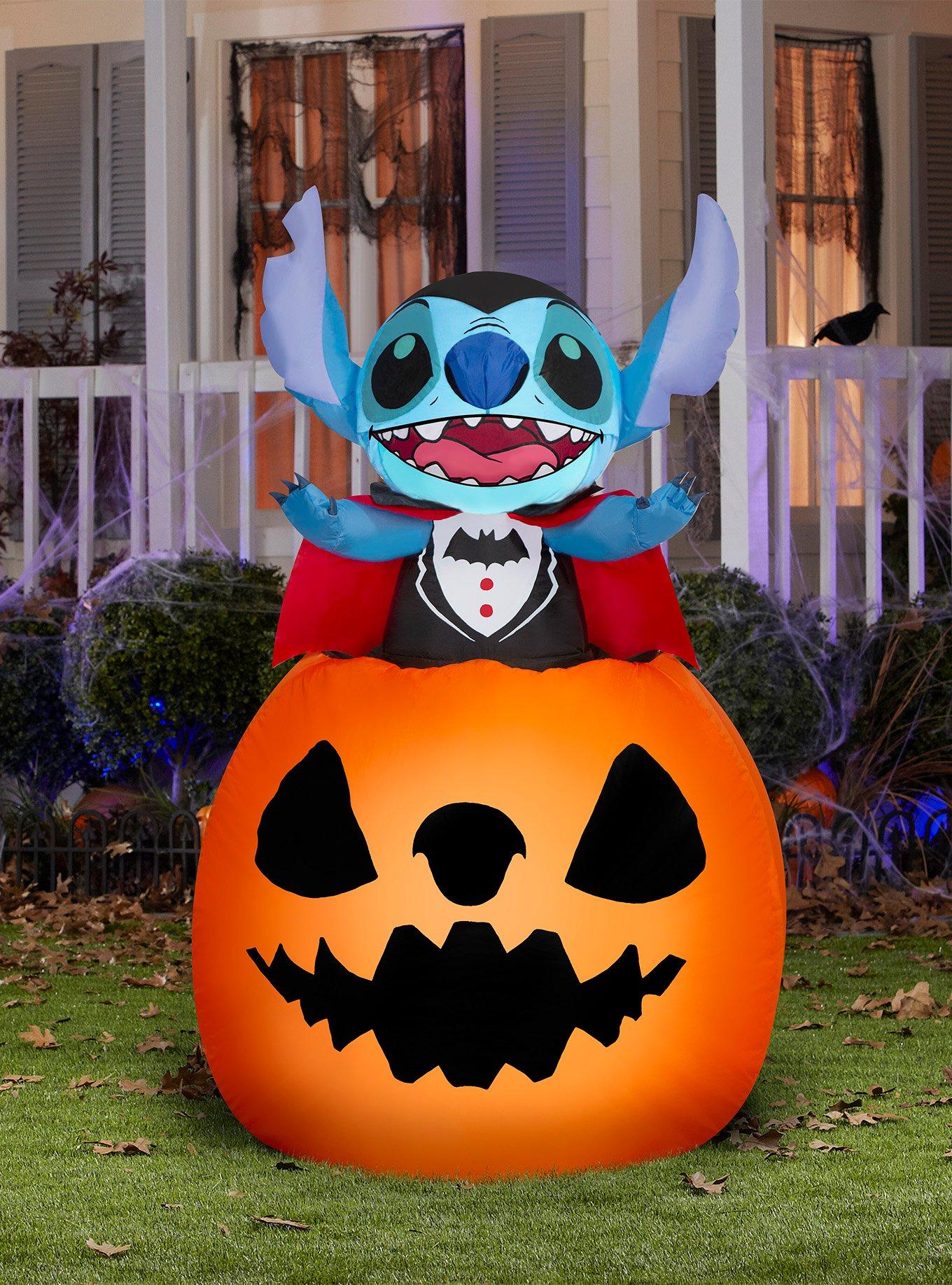 Disney Lilo & Stitch Vampire Popping Out of Pumpkin Animated Airblown, , hi-res