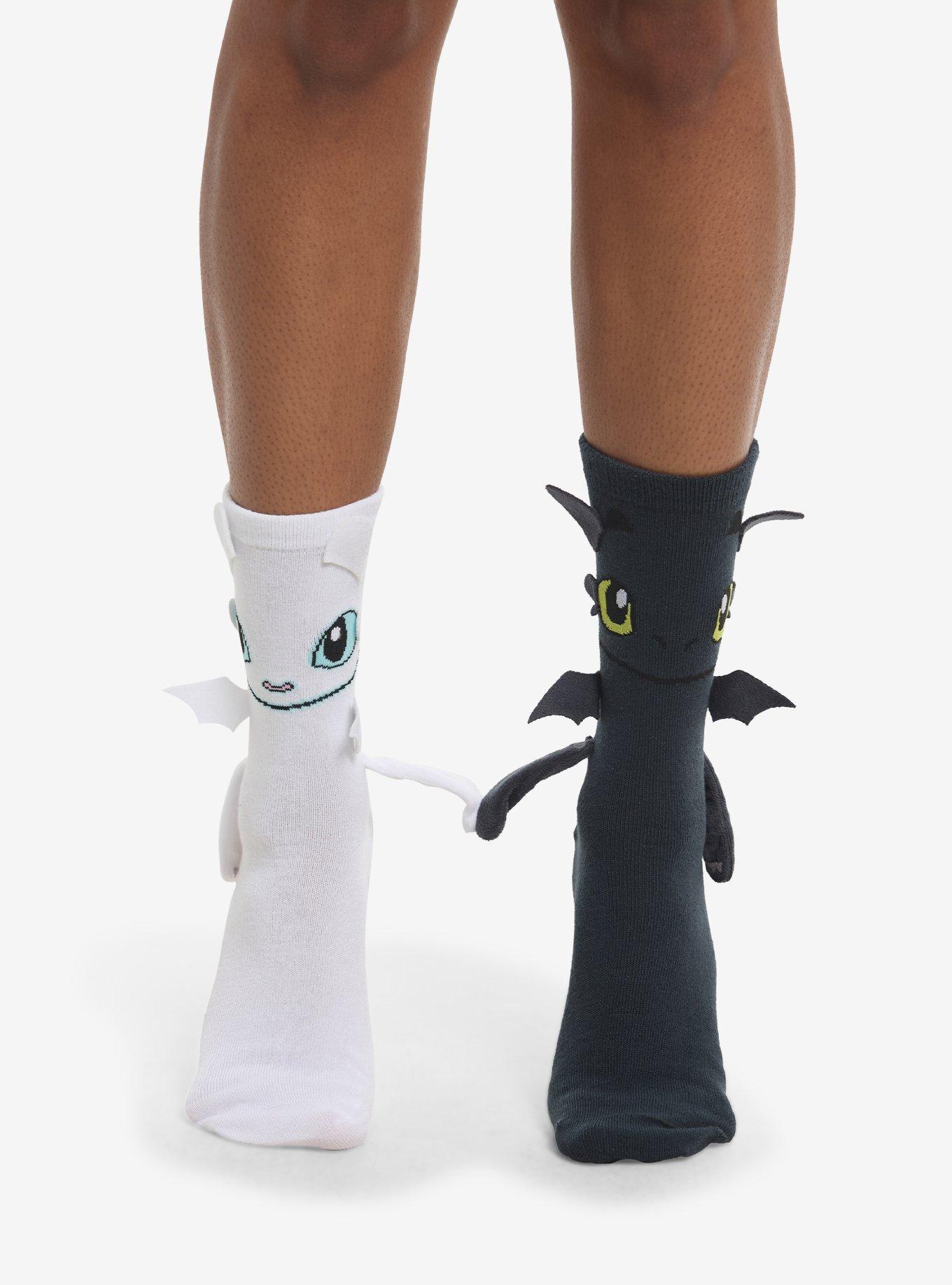 How To Train Your Dragon Toothless & Light Fury Magnetic Arms Mismatch Crew Socks, , alternate