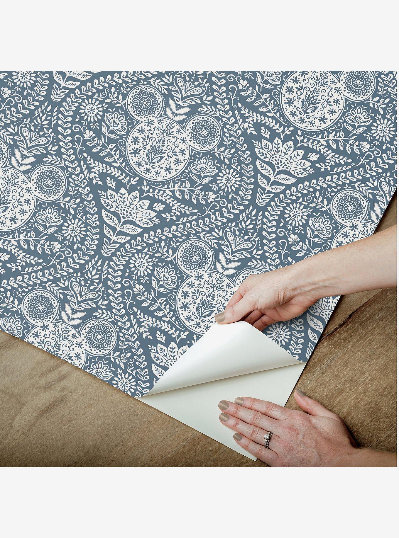 Disney Mickey Mouse Blue Block Print Peel & Stick Wallpaper, , hi-res