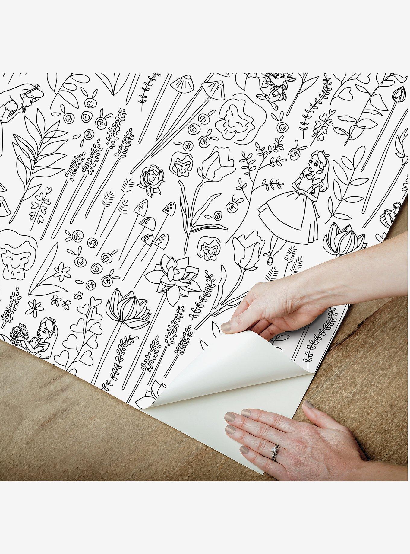Disney Alice in Wonderland Black Garden Peel & Stick Wallpaper, , hi-res