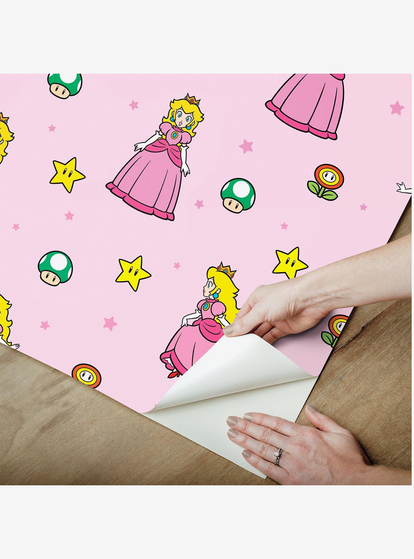 Super Mario Princess Peach Yellow and Pink Peel & Stick Wallpaper, , hi-res