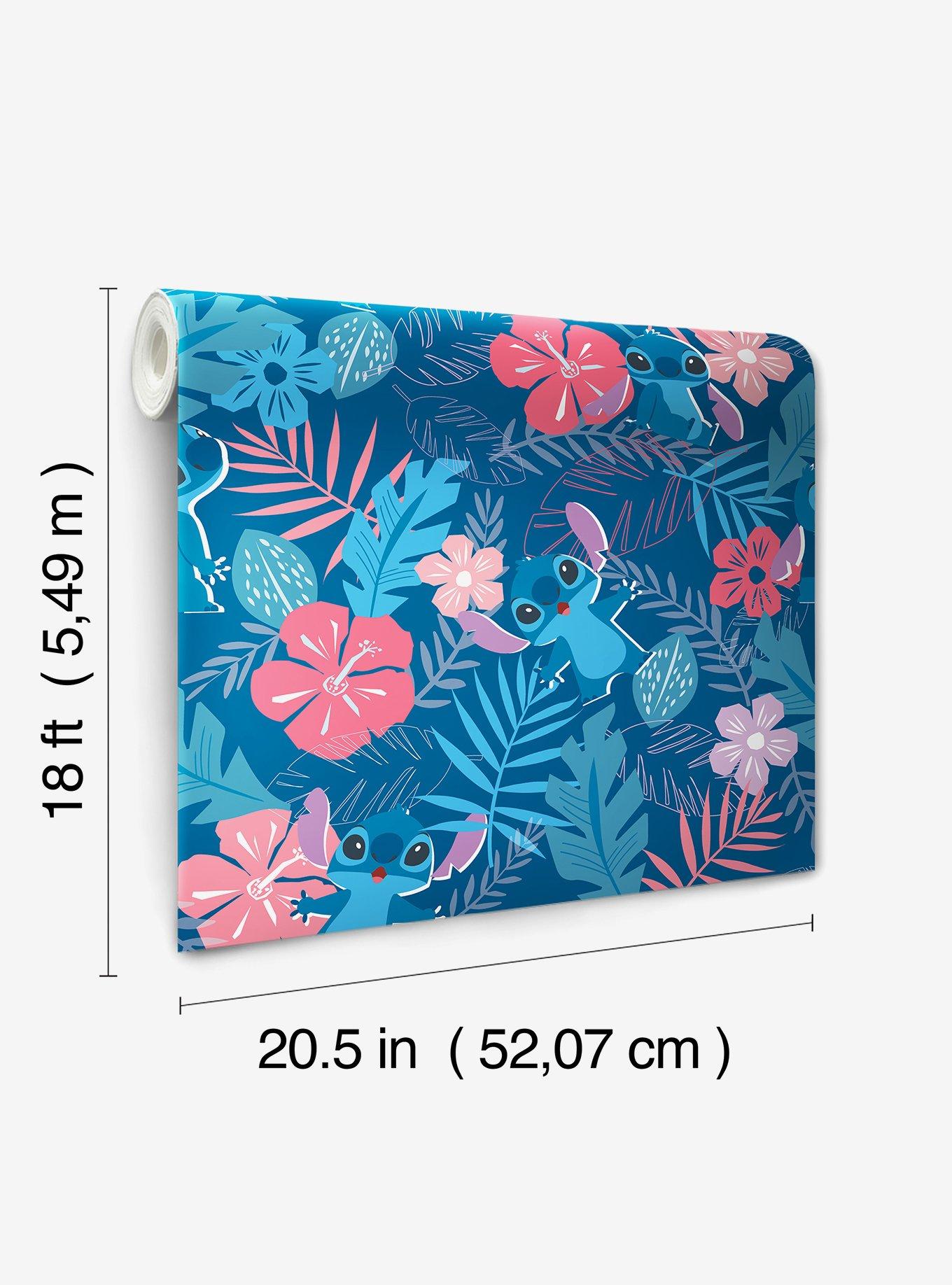 Disney Lilo & Stitch Tropical Flowers Blue Peel & Stick Wallpaper, , alternate