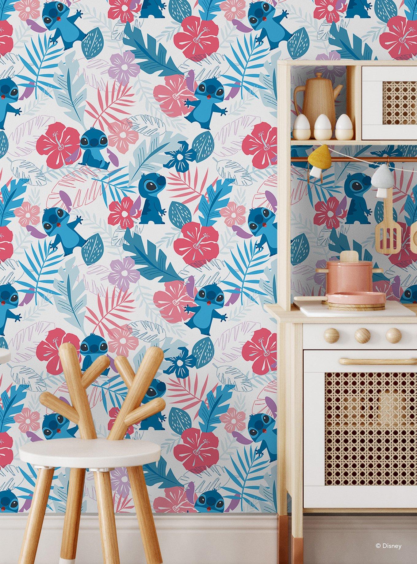 Disney Lilo & Stitch Tropical Flowers Pink Peel & Stick Wallpaper, , hi-res