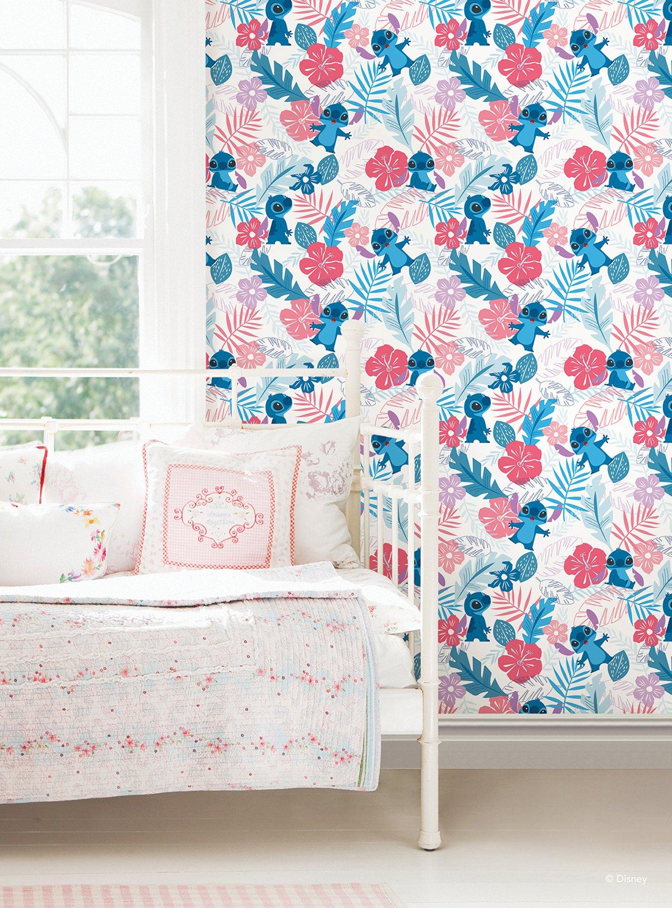 Disney Lilo & Stitch Tropical Flowers Pink Peel & Stick Wallpaper, , alternate
