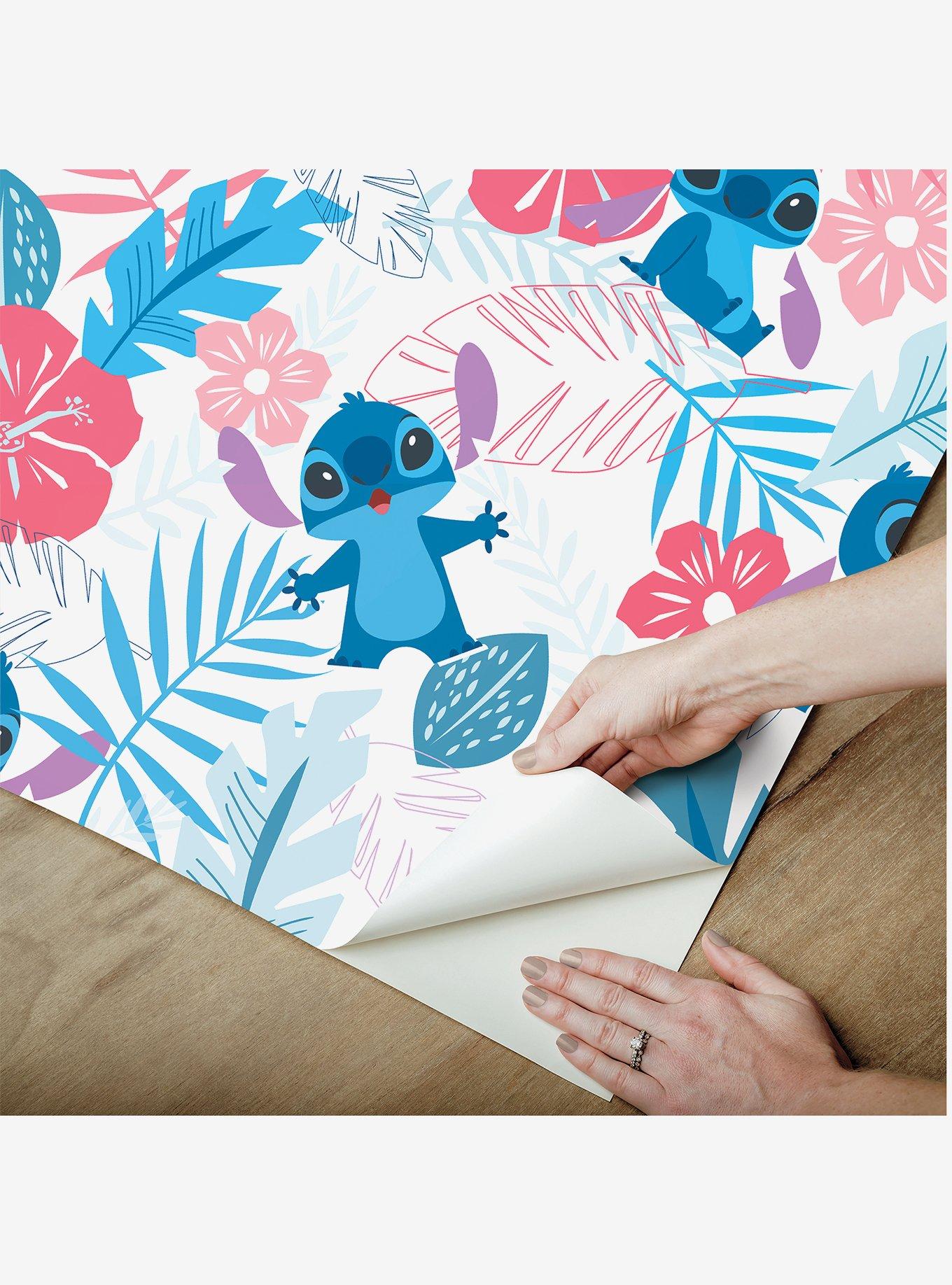 Disney Lilo & Stitch Tropical Flowers Pink Peel & Stick Wallpaper, , alternate