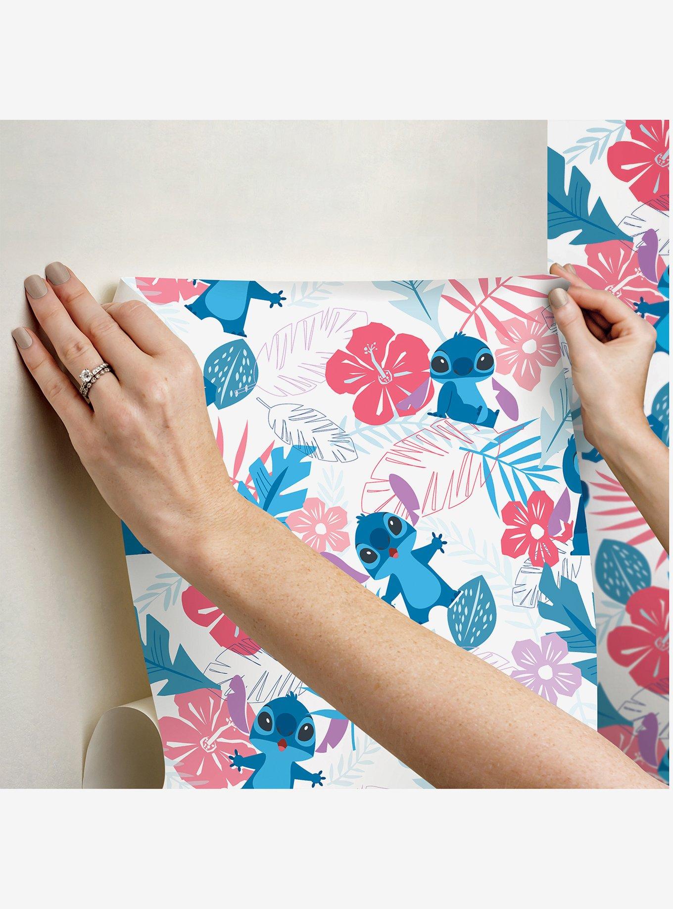 Disney Lilo & Stitch Tropical Flowers Pink Peel & Stick Wallpaper, , alternate