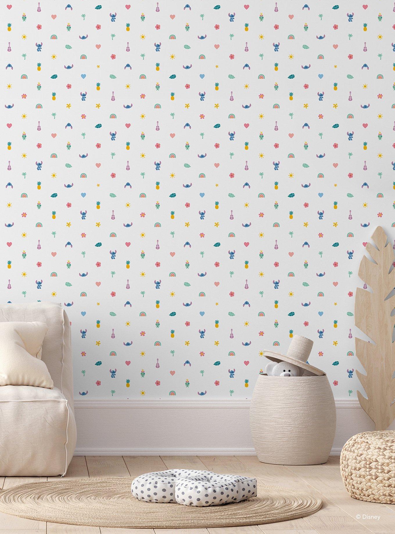 Disney Lilo & Stitch Aloha Mini Print Blue and Pink Peel & Stick Wallpaper, , alternate