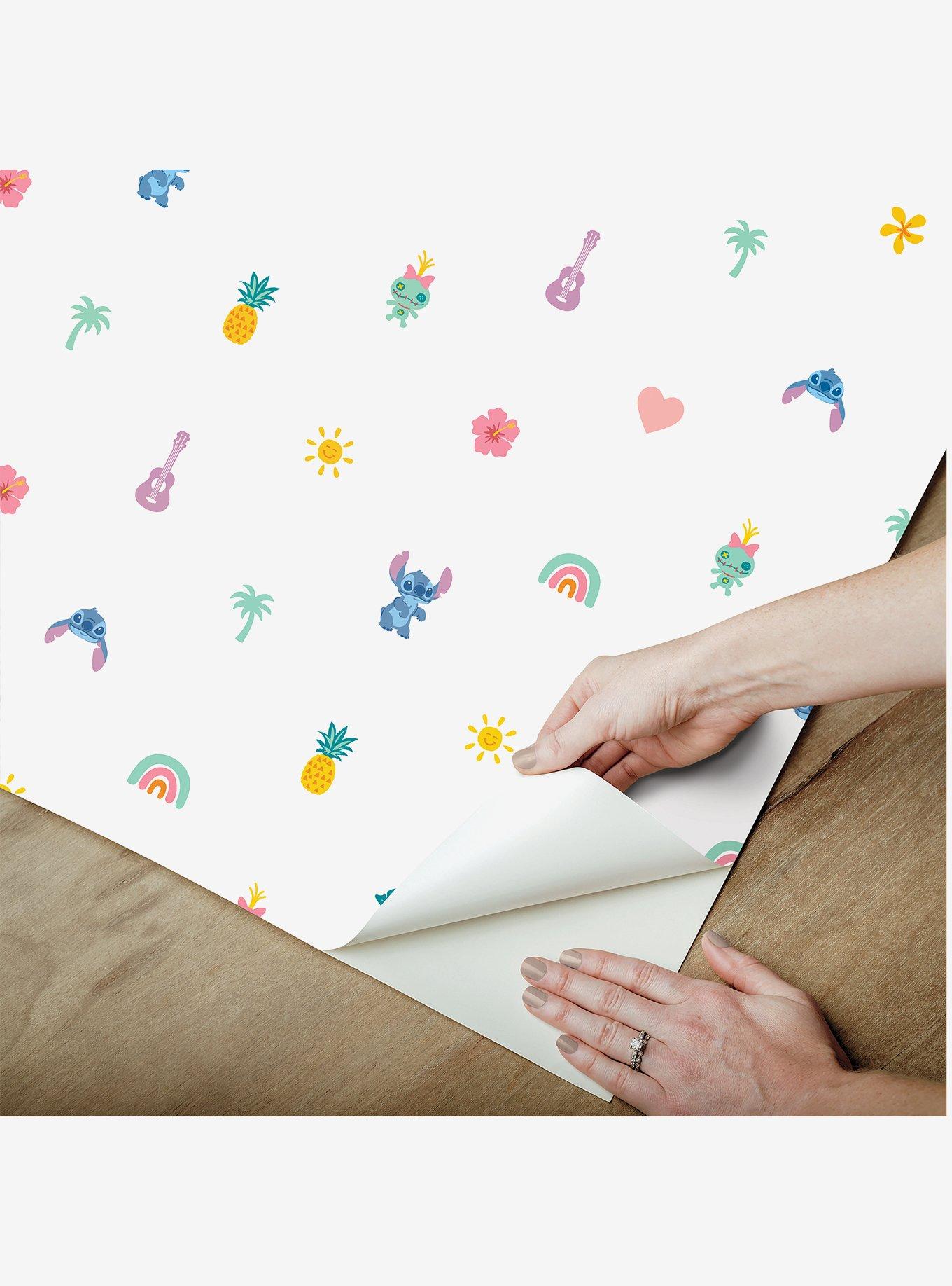 Disney Lilo & Stitch Aloha Mini Print Blue and Pink Peel & Stick Wallpaper, , alternate