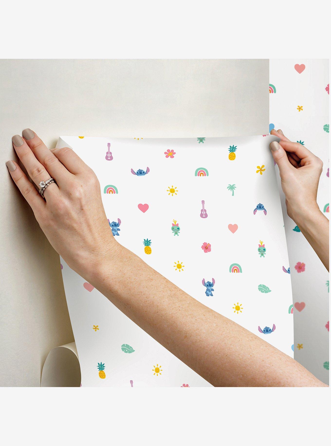 Disney Lilo & Stitch Aloha Mini Print Blue and Pink Peel & Stick Wallpaper, , alternate
