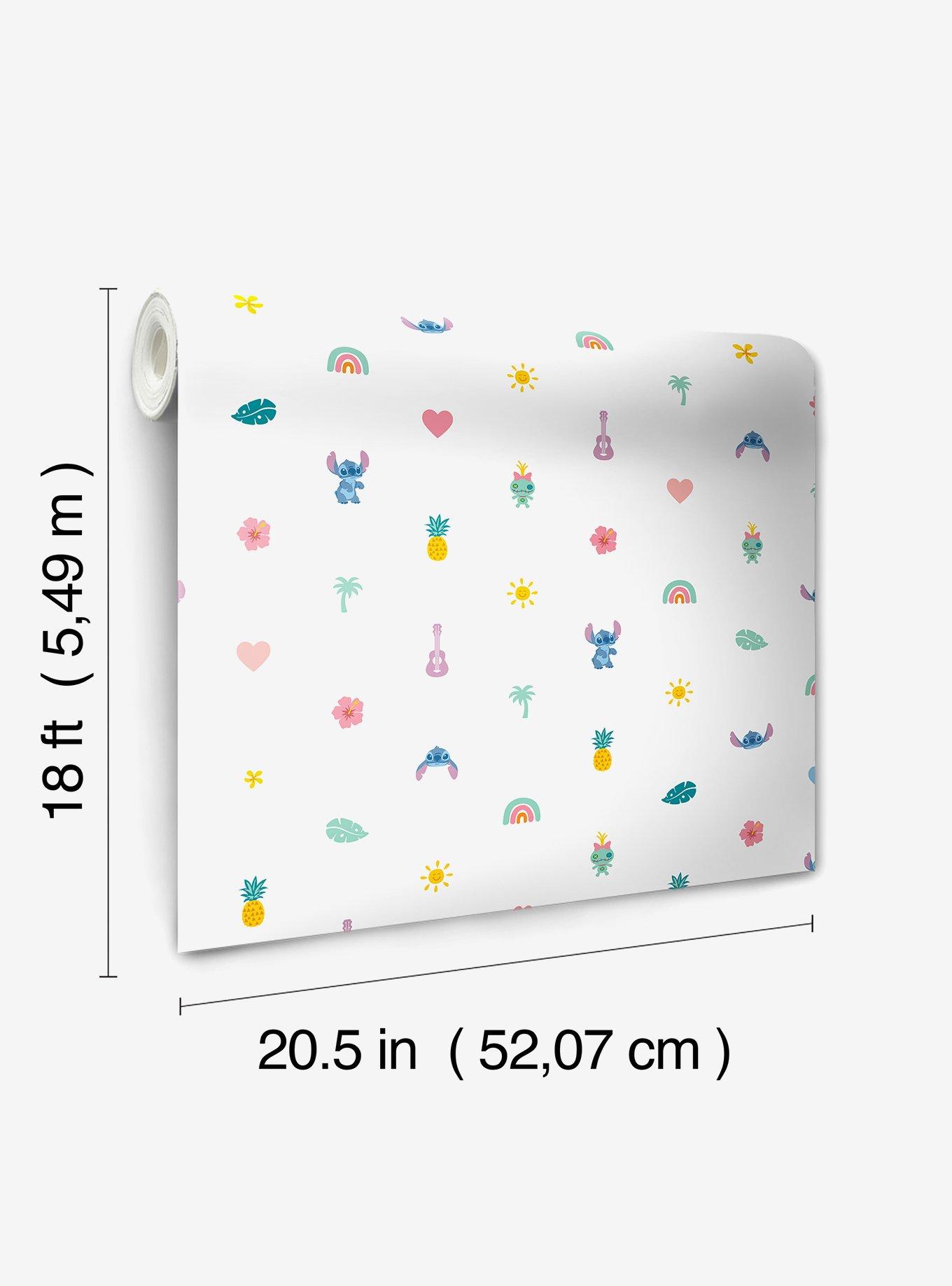 Disney Lilo & Stitch Aloha Mini Print Blue and Pink Peel & Stick Wallpaper, , alternate