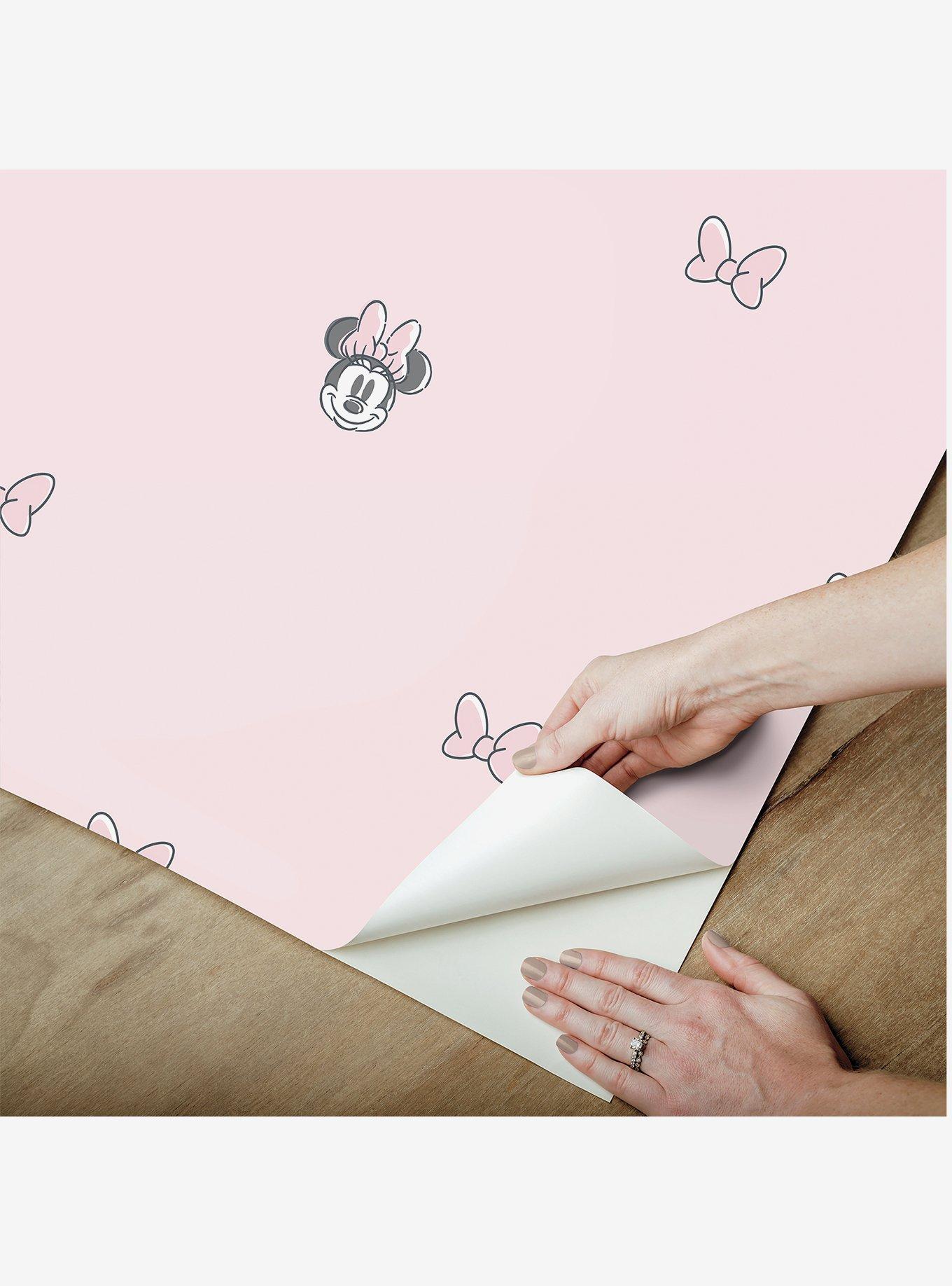 Disney Minnie Mouse Sweet Bows Pink Peel & Stick Wallpaper, , hi-res