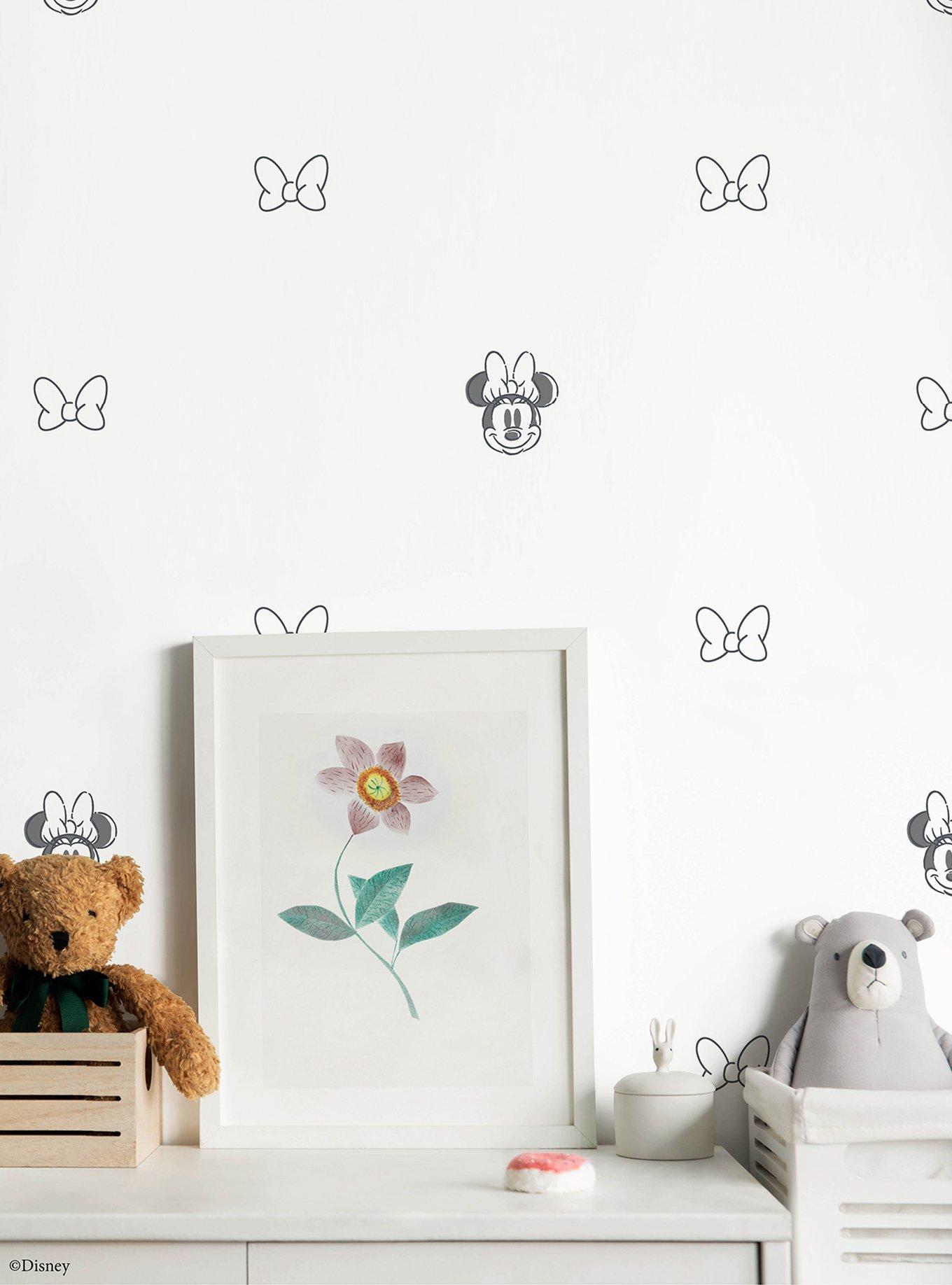 Disney Minnie Mouse Sweet Bows Black and White Peel & Stick Wallpaper, , alternate
