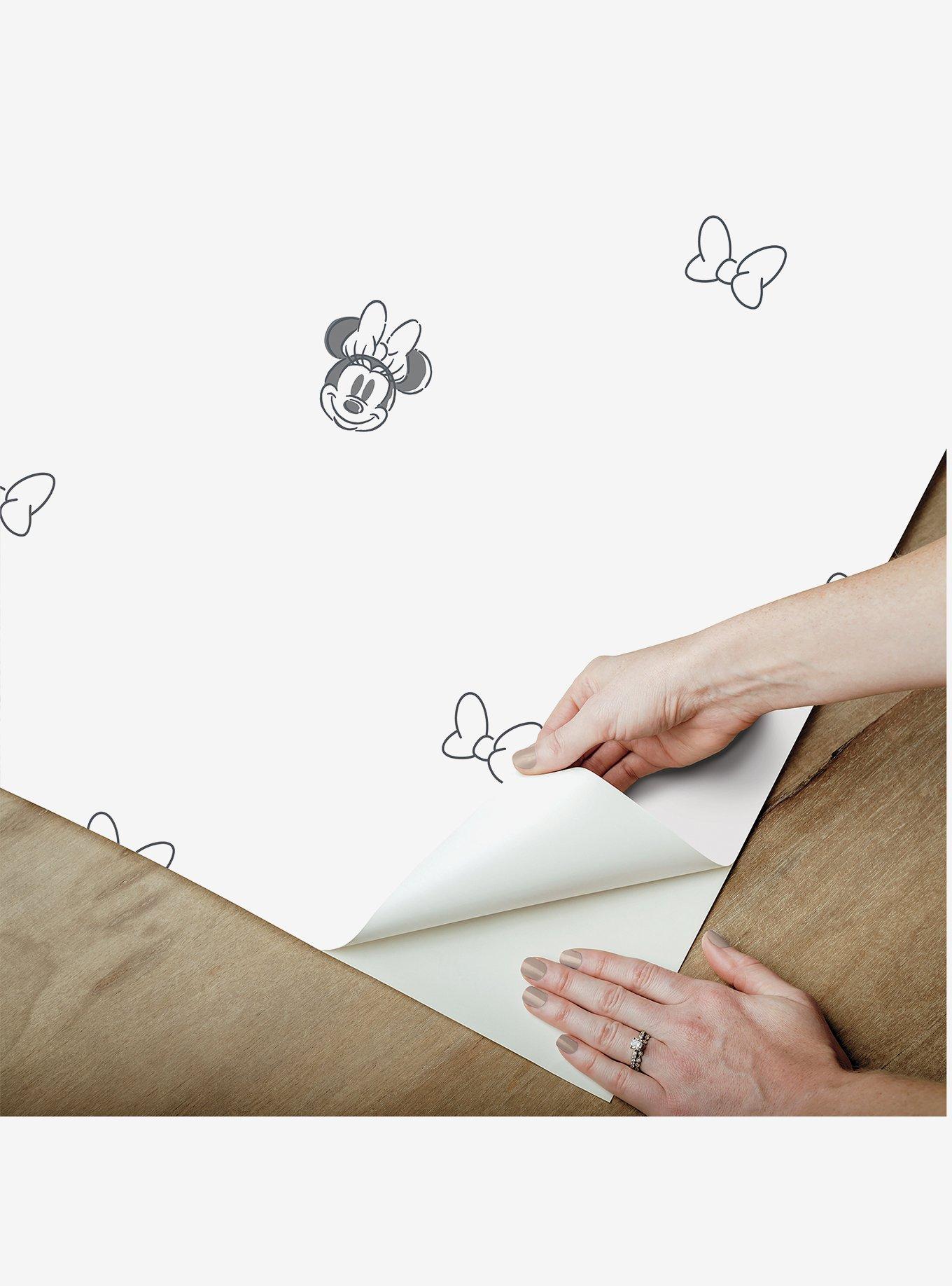 Disney Minnie Mouse Sweet Bows Black and White Peel & Stick Wallpaper, , alternate