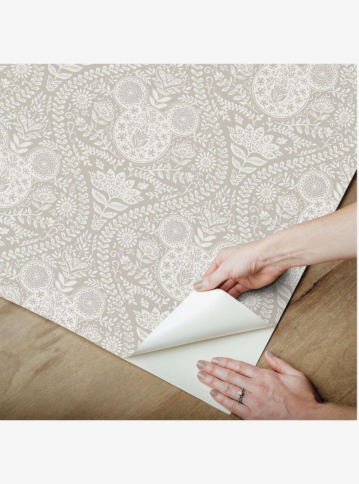 Disney Mickey Mouse Cream Block Print Peel & Stick Wallpaper, , hi-res