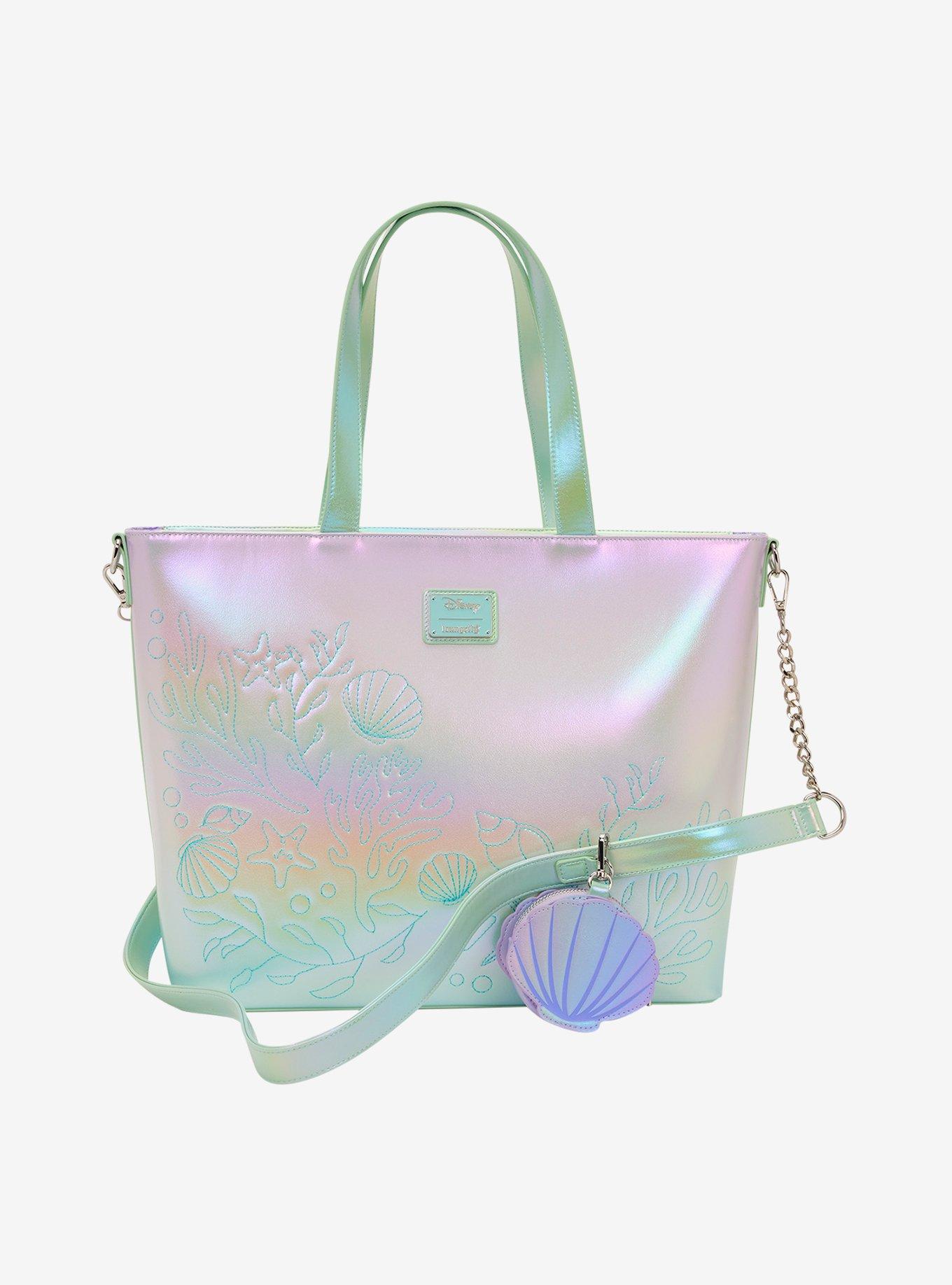 Loungefly Disney The Little Mermaid Ariel, Sebastian, & Flounder Iridescent Tote Bag with Coin Purse, , hi-res