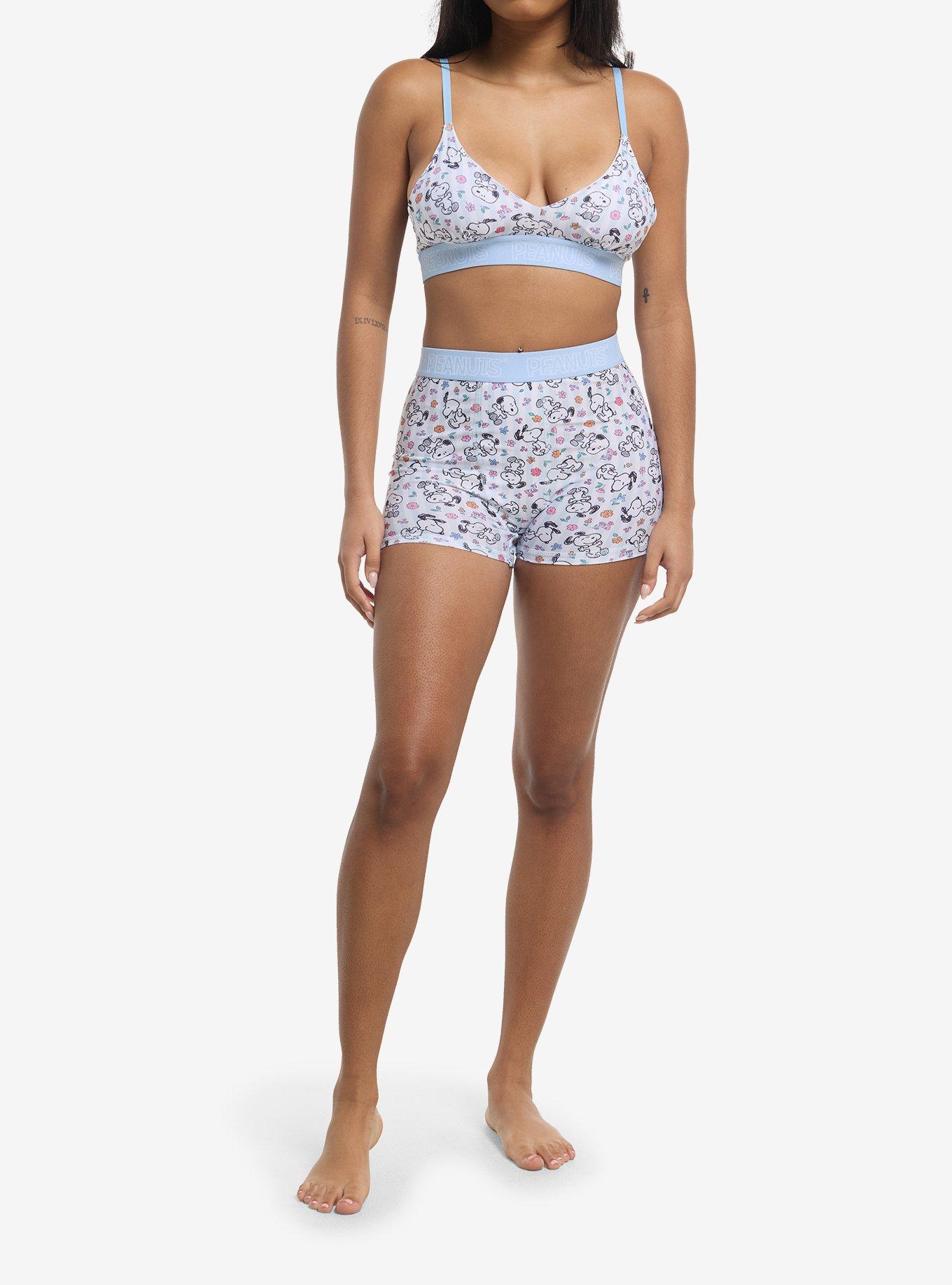 Peanuts Snoopy Floral Bra & Boyshort Panty Set, , hi-res
