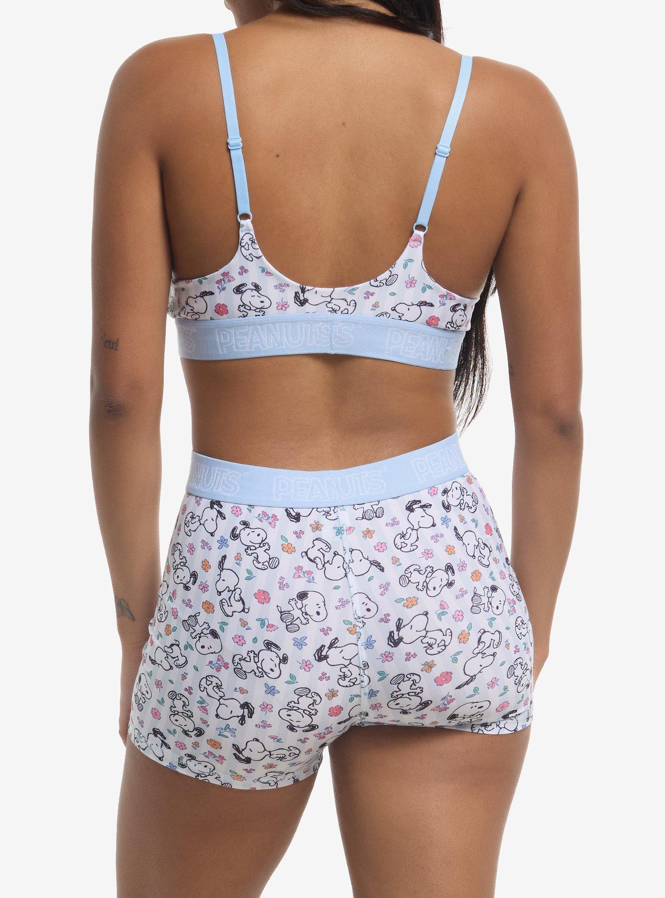 Peanuts Snoopy Floral Bra & Boyshort Panty Set, MULTI, alternate