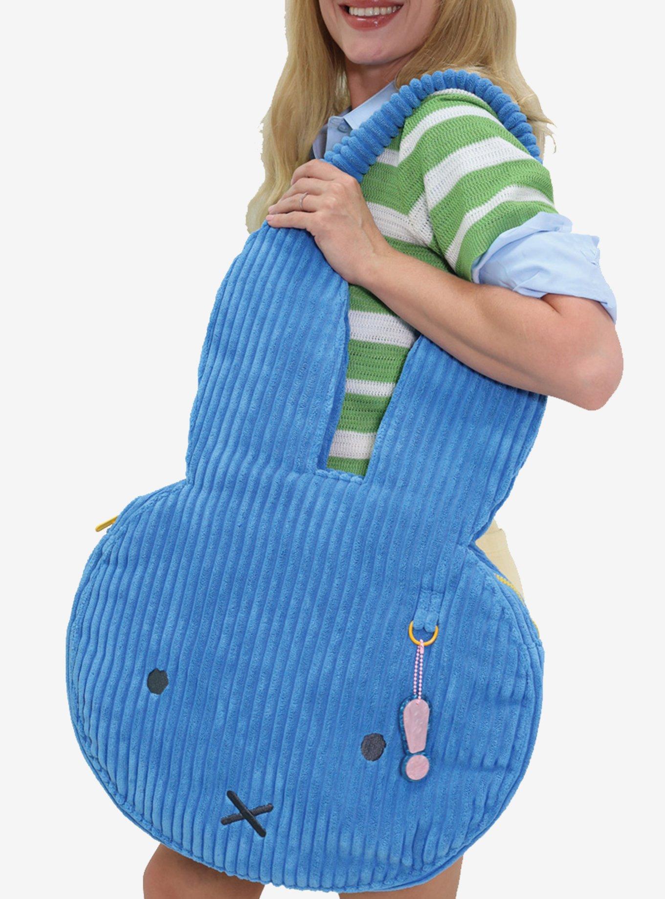 Whatever! Makes You Happy x Miffy Face Figural Blue Corduroy Oversized Tote Bag, , alternate
