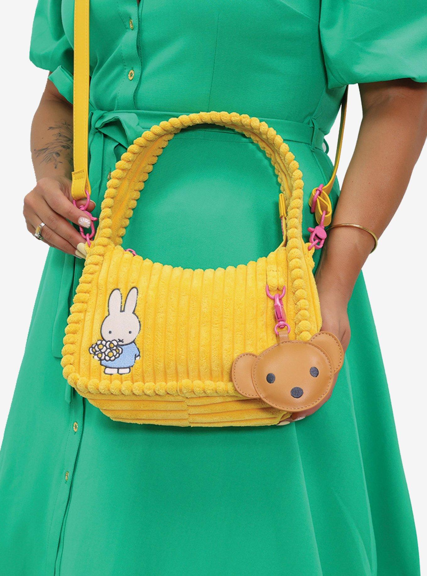 Whatever! Makes You Happy x Miffy Yellow Corduroy Crossbody Bag with Charm, , alternate