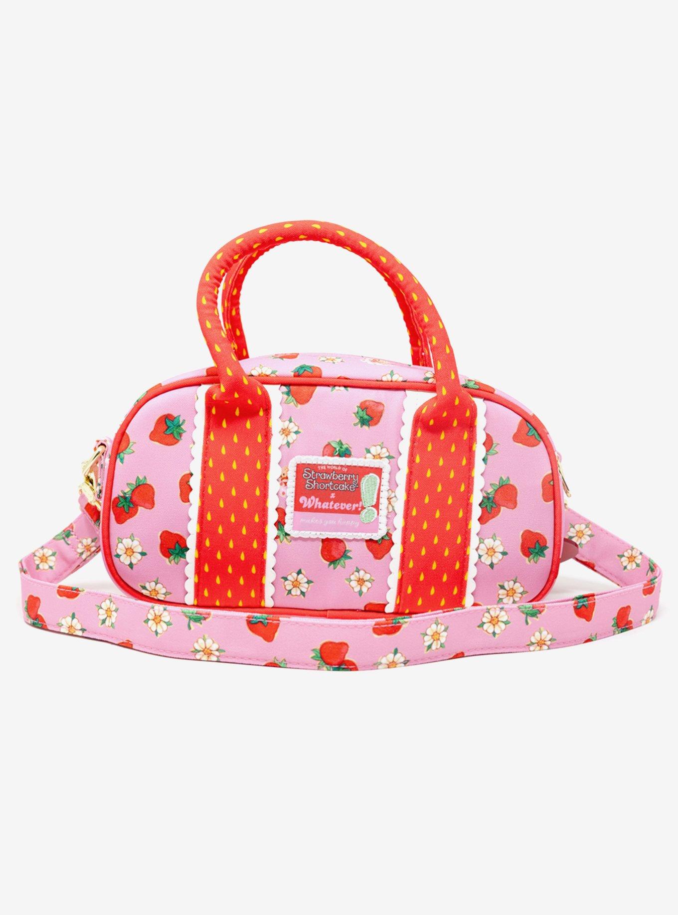 Whatever! Makes You Happy x Strawberry Shortcake Strawberries Allover Print Mini Duffle Crossbody Bag With Bag Charm